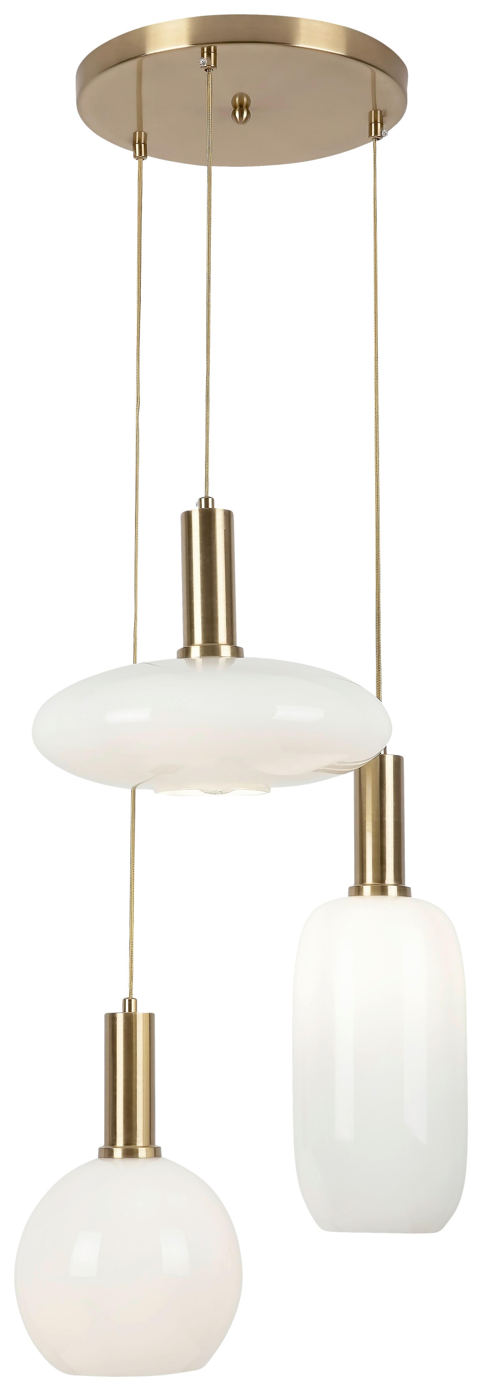 Lampă suspendată Sinopia - alb/auriu, Basics, sticlă/metal (40/40cm)