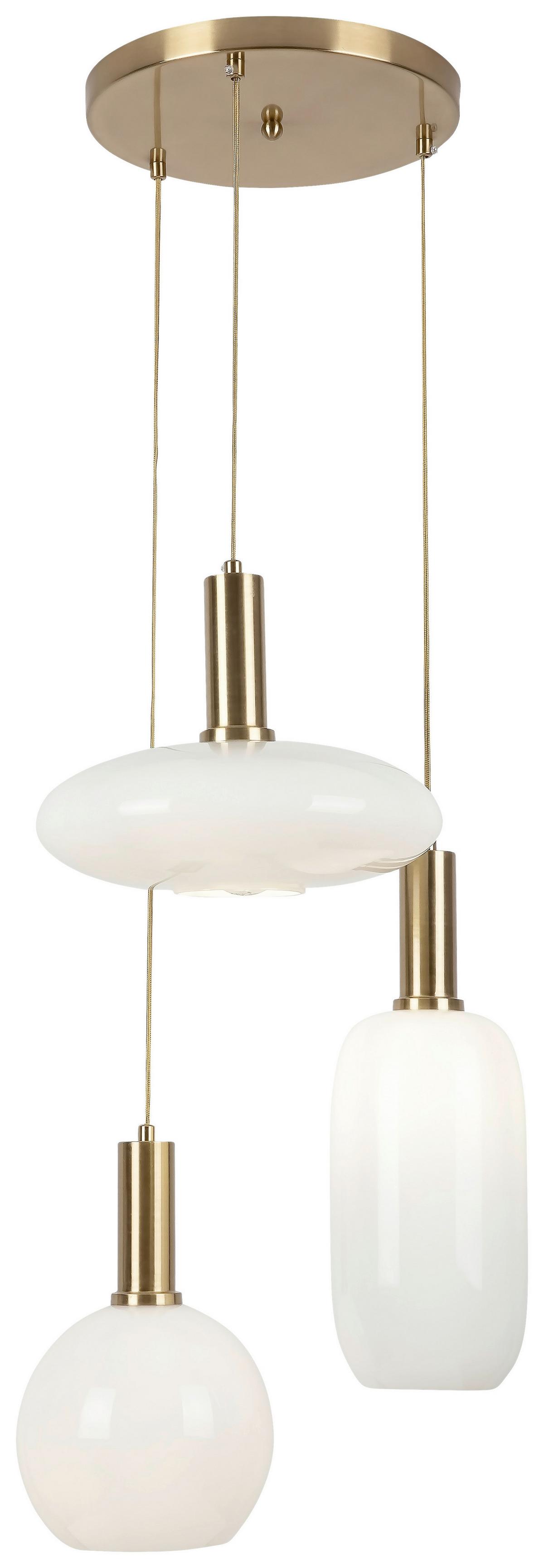 Lampă suspendată Sinopia - alb/auriu, Basics, sticlă/metal (40/40cm)