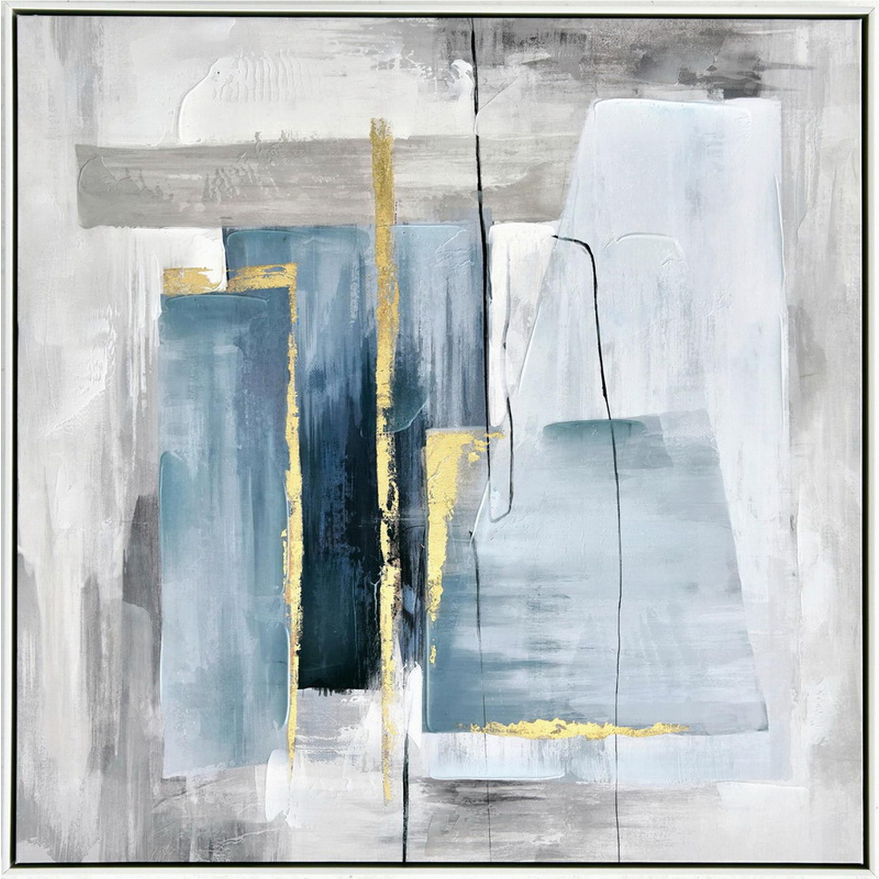 OBRAZ OLEJNY X2-P2379-1 - niebieski/biały, Design, tworzywo sztuczne/drewno (85/85cm) - Monee