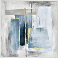 OBRAZ OLEJNY X2-P2379-1 - niebieski/biały, Design, tworzywo sztuczne/drewno (85/85cm) - Monee