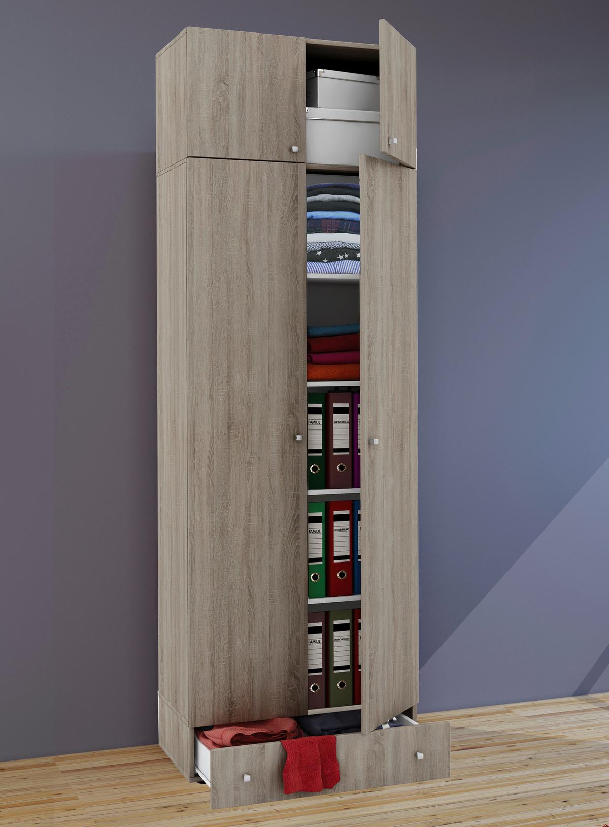 Večnamenska Omara Vandol I, Hrast - srebrne barve/hrast sonoma, Moderno, umetna masa/leseni material (70/238/39cm) - MID.YOU