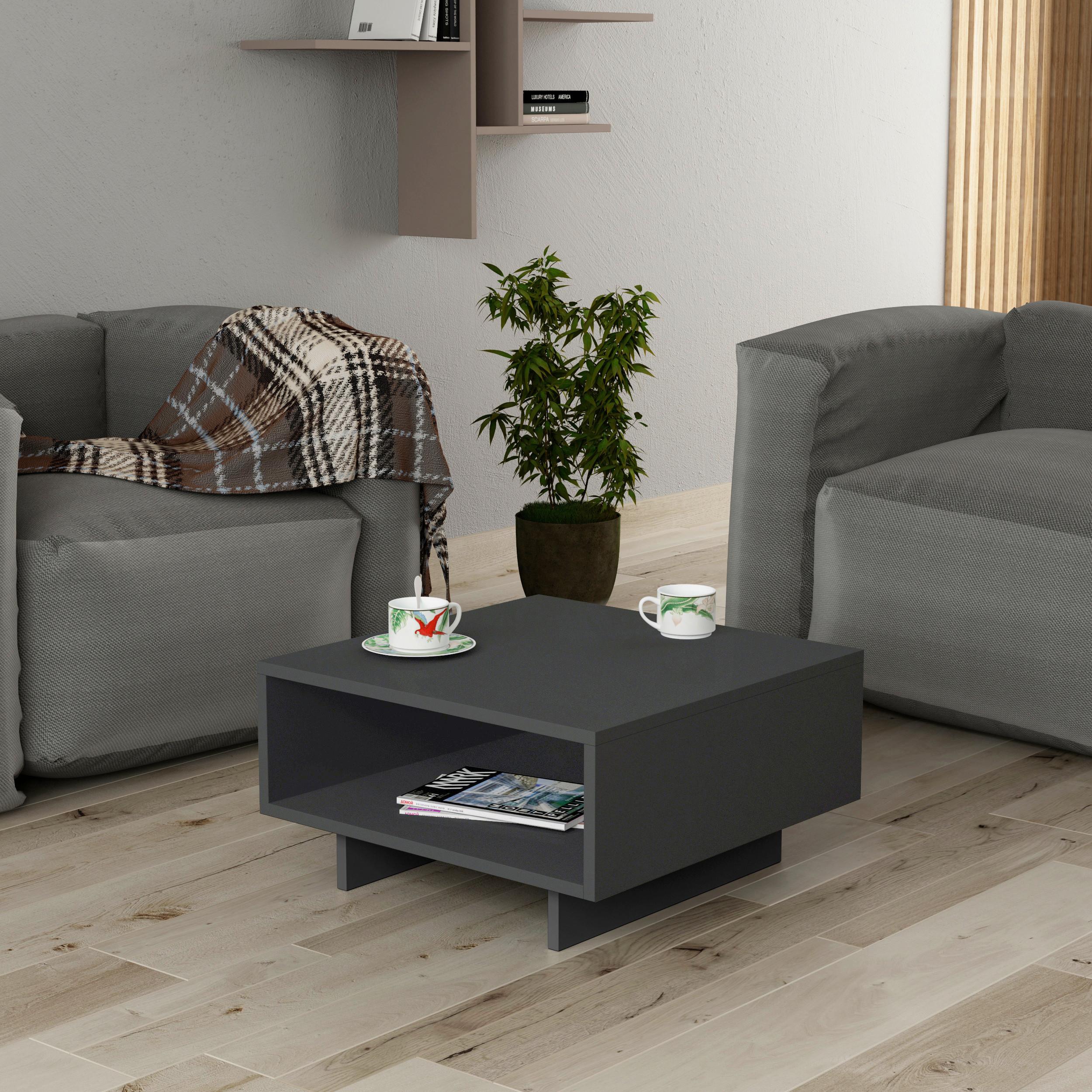 Couchtisch Hola ca. 60x32x60 cm Anthrazit - Anthrazit, Design, Holzwerkstoff (60/32/60cm) - Livetastic