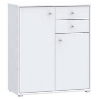 Komoda Tempra 2, Bela - bela/barve aluminija, Design, leseni material (73,7/85,5/34,8cm)