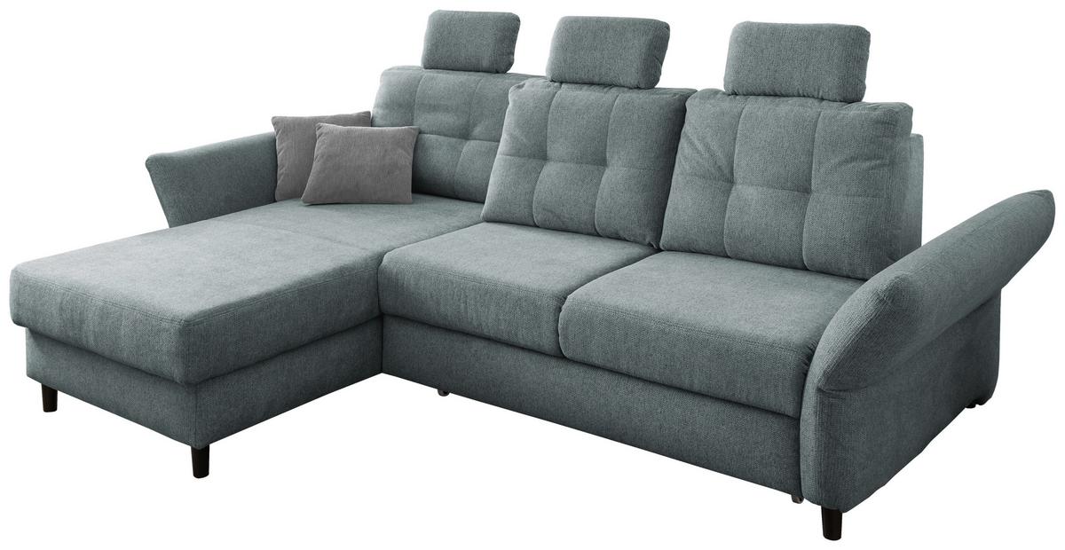 Wohnlandschaft Brizzini Mintgrau Chenille - Mintgrau/Blau, MODERN, Holz/Textil (176/250-280cm) - Livetastic