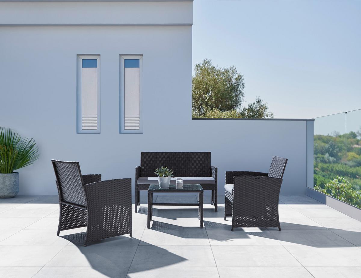 Set lounge Michelle - negru/transparent, Modern, plastic/sticlă - Modern Living
