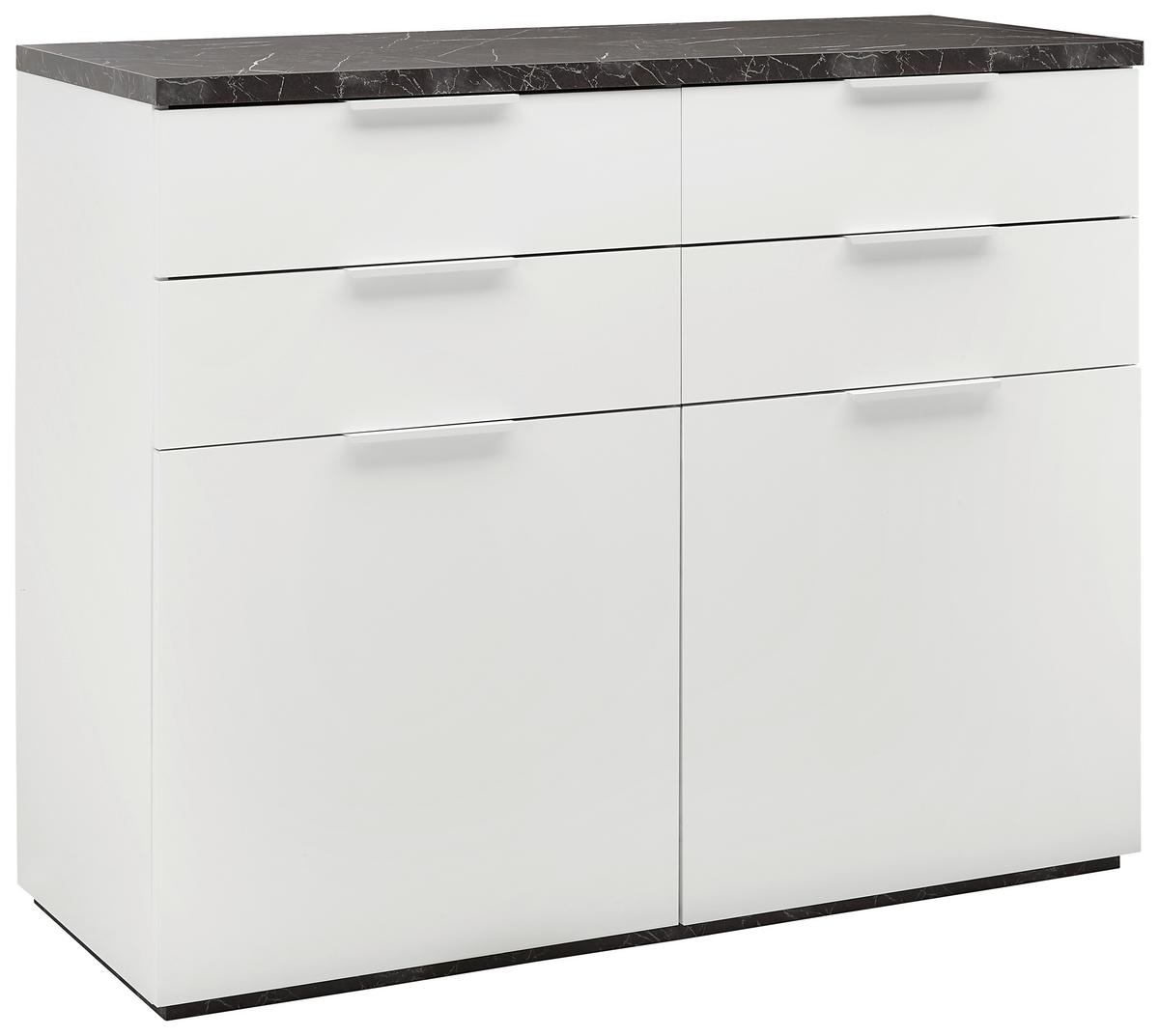 Komoda Mundi, Bela, Antracit, Visoki Sijaj - bela/antracit, Moderno, kovina/leseni material (119/102/50cm) - Premium Living