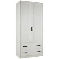 Drehtürenschrank aus Kiefer teilmassiv in Weiss - Weiss/Schwarz, Romantik / Landhaus, Holz/Kunststoff (100/220/60cm) - Mömax