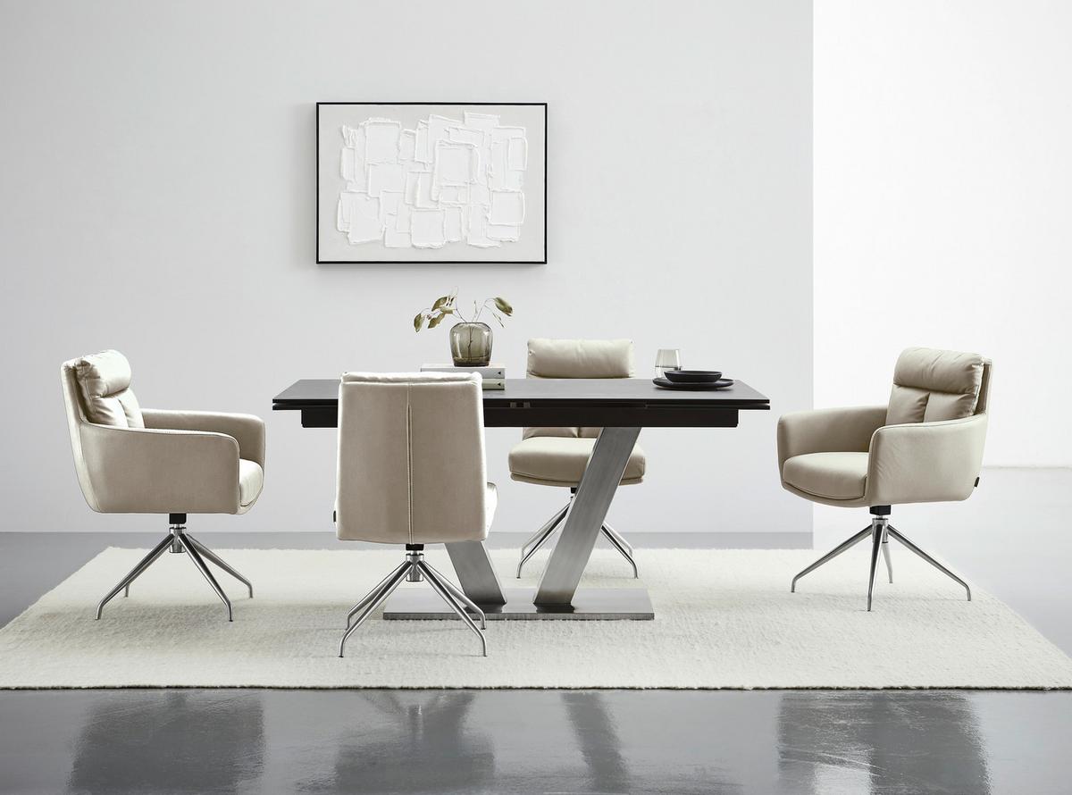 KRZESŁO EMMA - kolor stalowy/taupe, Design, metal/tkanina (51,5/89,5/65cm) - Novel