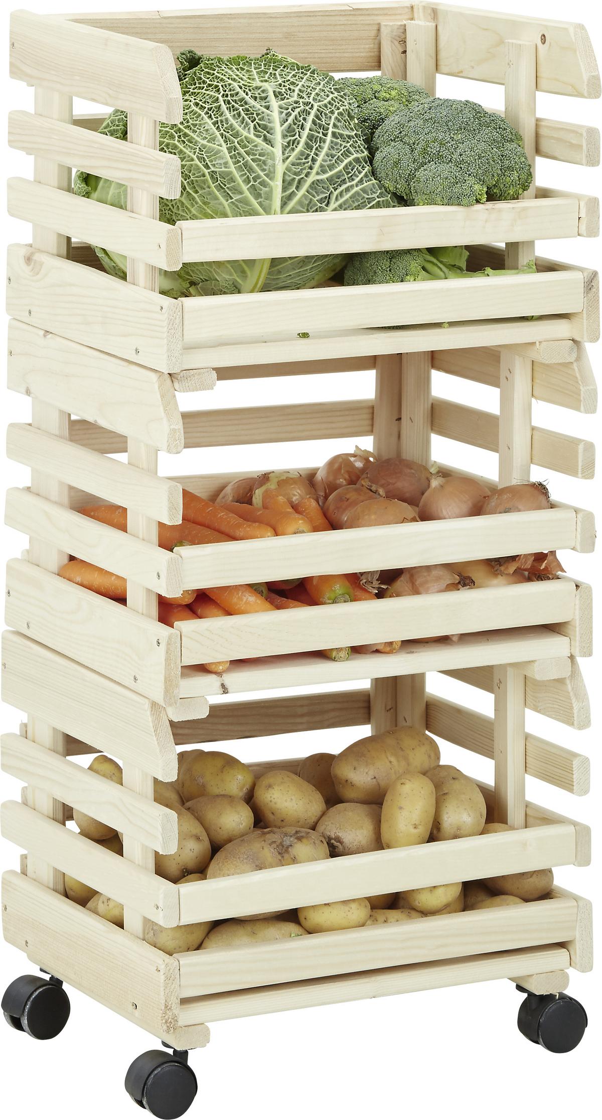 Rakásolható Tároló 3 Részes Fruits - natúr, Konventionell, műanyag/fa (34/80/30cm)