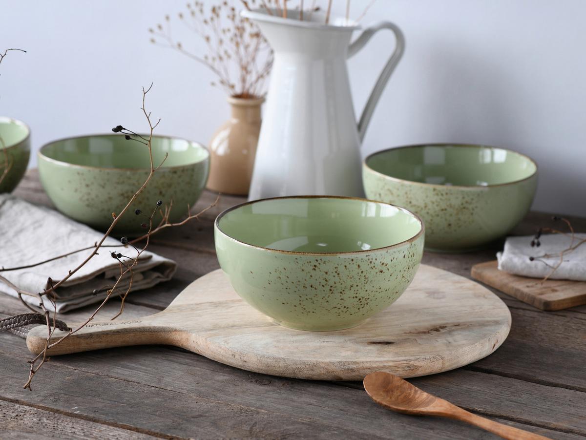 Set Posod Green, 4-Delni - zelena, Design, keramika (17,5cm) - Creatable