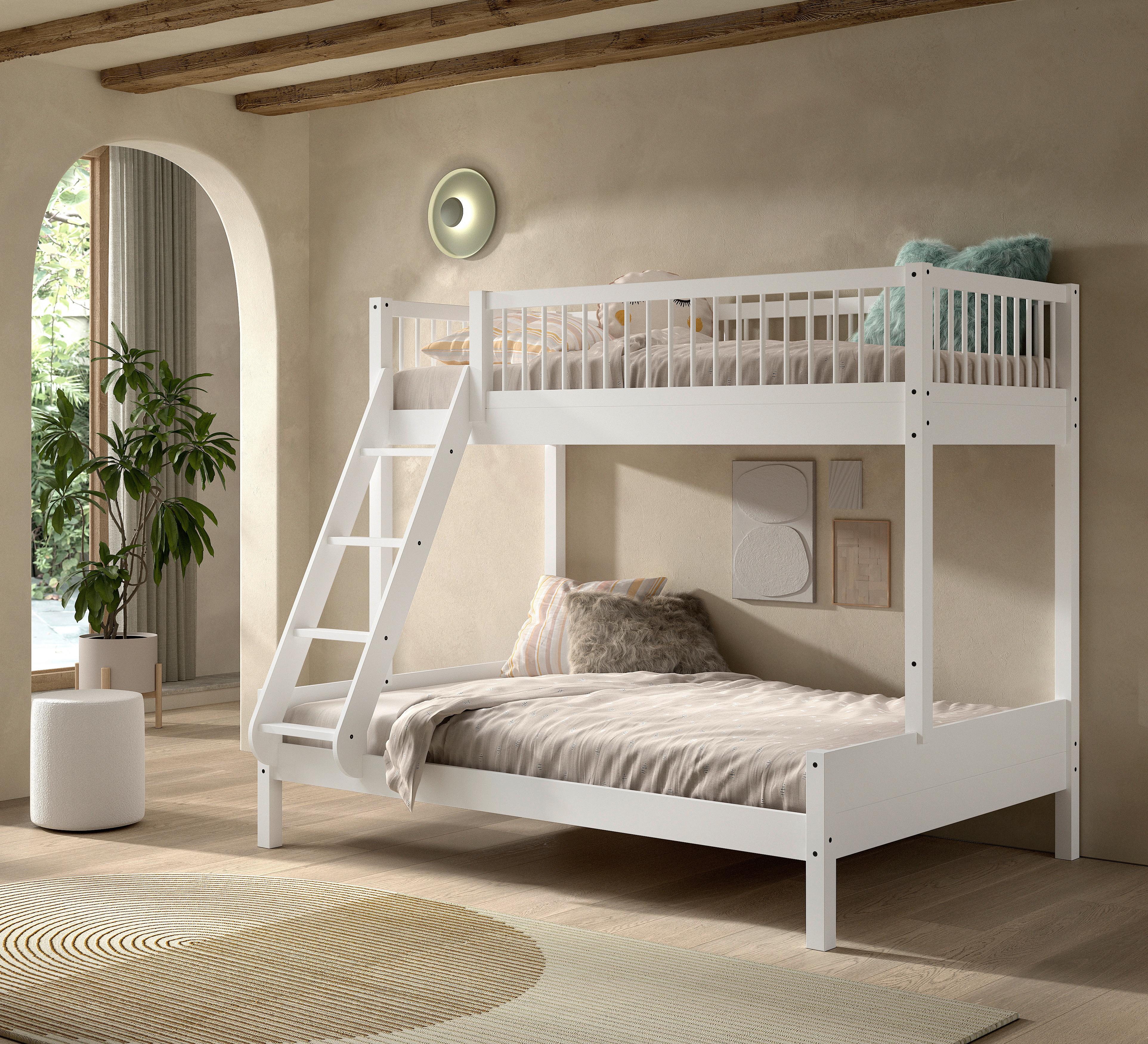 Etagenbett FORREST Weiß ca. 90/140x200cm Echtholz - Naturfarben/Weiß, MODERN, Holz (90/140/200cm) - Vipack