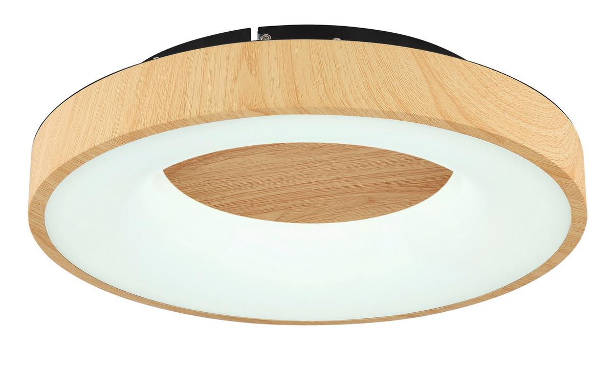 Stropna Led-svetilka Jolli, S Sijalko - črna/opal, Natur, kovina/umetna masa (40/10cm) - Globo