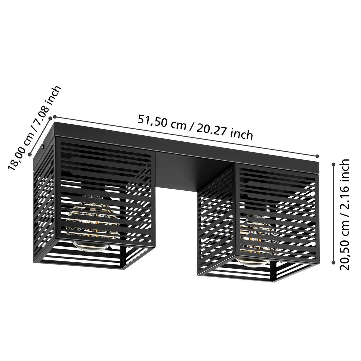 Deckenleuchte 900356_piedritas - Schwarz, Design, Metall (51,5/18/20,5cm) - Eglo