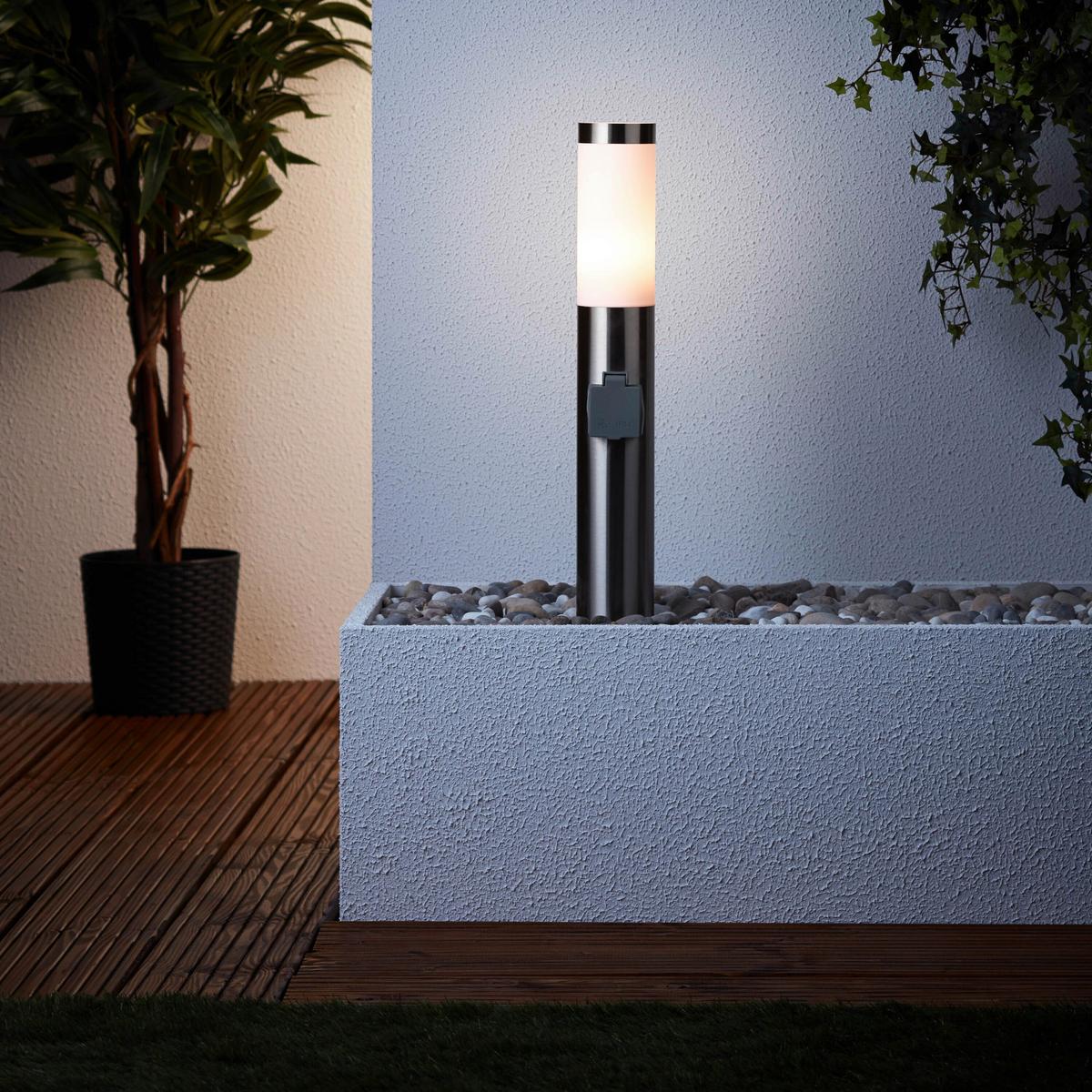 Sockelleuchte Chorus Edelstahlfarben max. 40 Watt - Edelstahlfarben, KONVENTIONELL, Kunststoff/Metall (7,5/49,5cm) - Brilliant