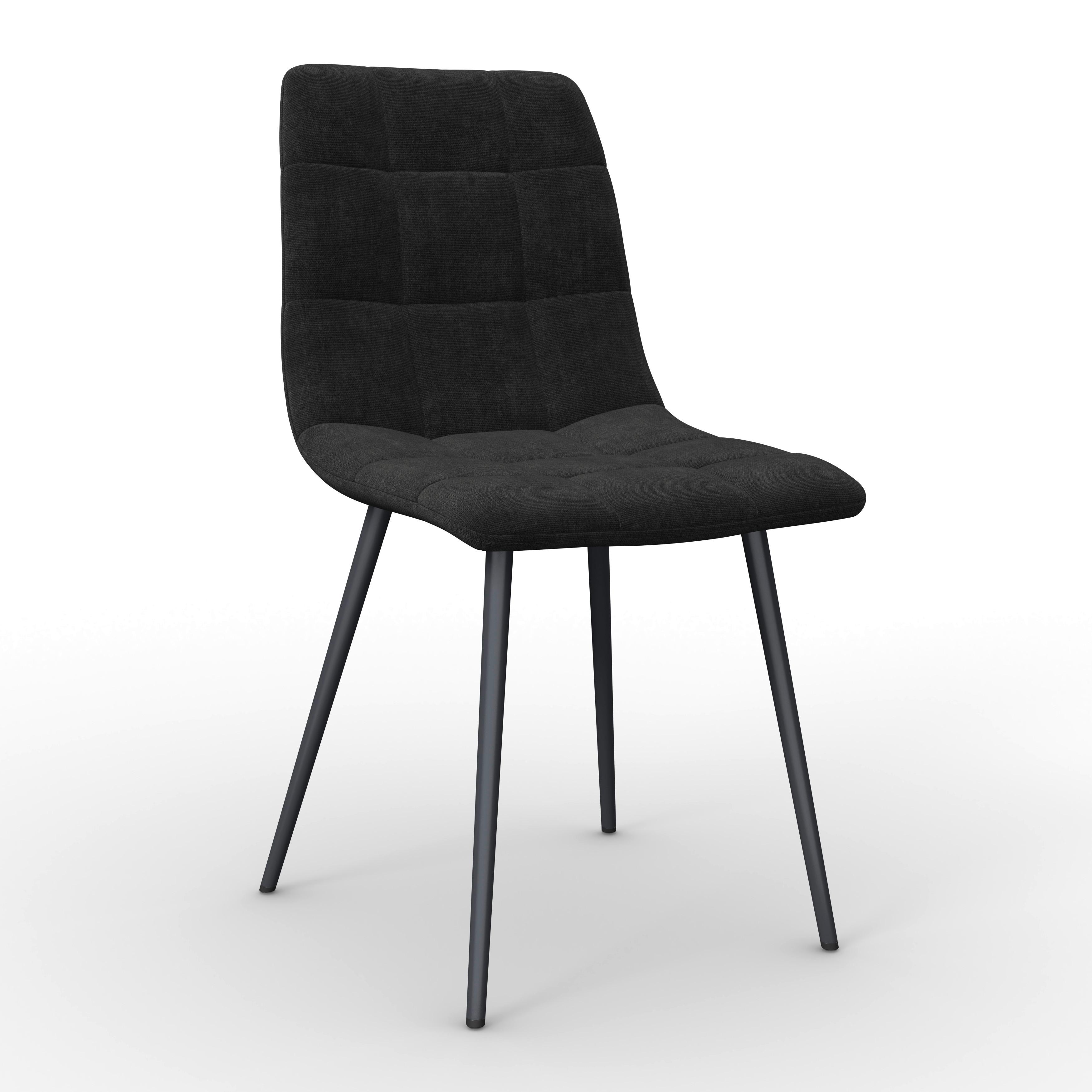 Stuhl Ria Schwarz Mikrofaser Gepolstert - Schwarz, MODERN, Textil/Metall (44/87/54cm) - Bessagi Home
