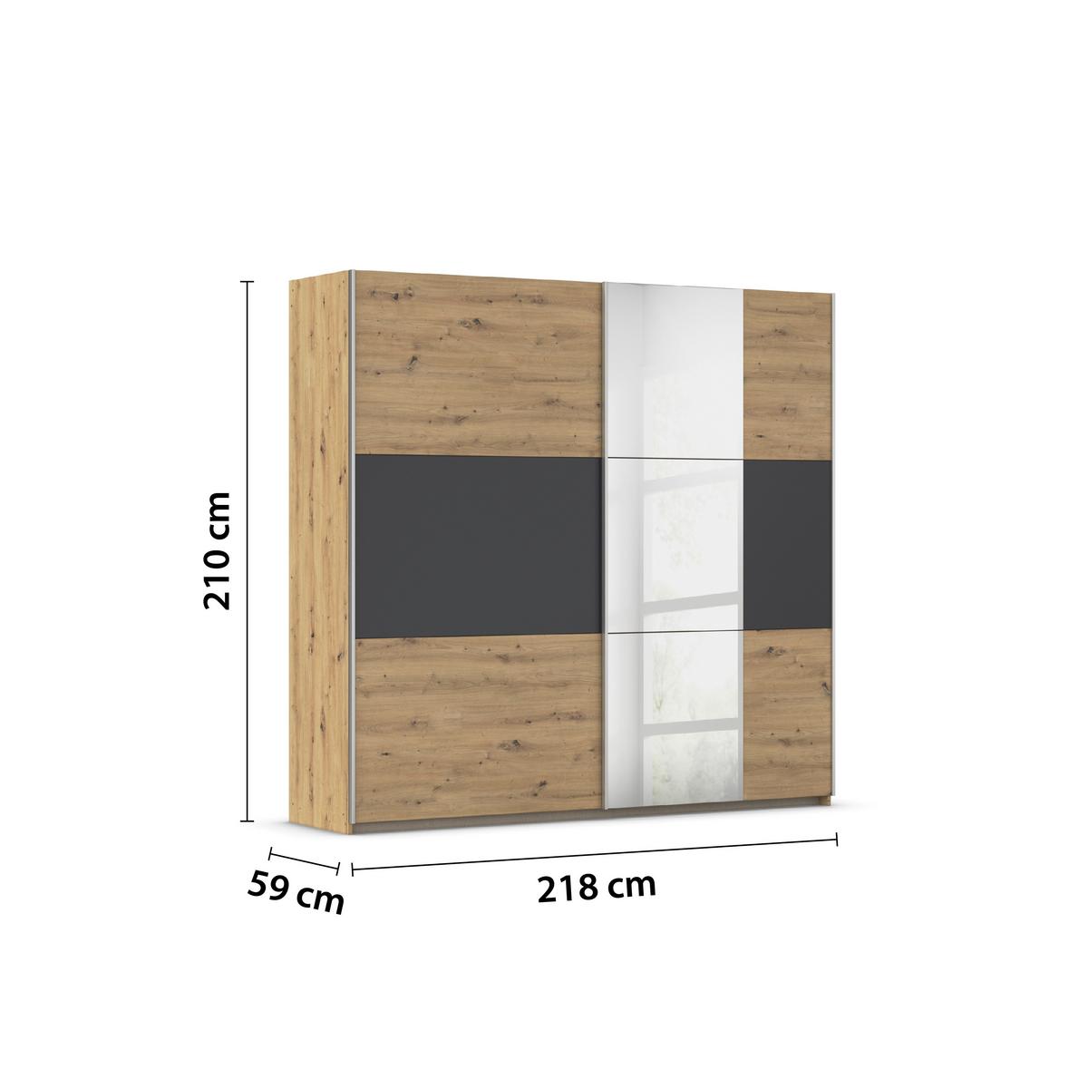 DULAP CU UșI CULISANTE FOSTER - străveziu/stejar Artisan, Konventionell, material pe bază de lemn (218/210/59cm)