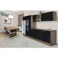 Küchenblock mit Geräten Schwarz/Eiche B: ca. 360 cm - Eichefarben/Schwarz, MODERN, Holzwerkstoff (360cm) - Respekta