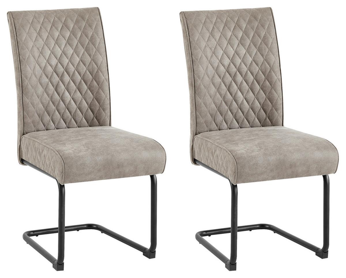 Schwingstuhl-Set Maria-XXL 2er-Set Taupe - Taupe/Schwarz, MODERN, Textil/Metall (45/95/60cm) - MID.YOU