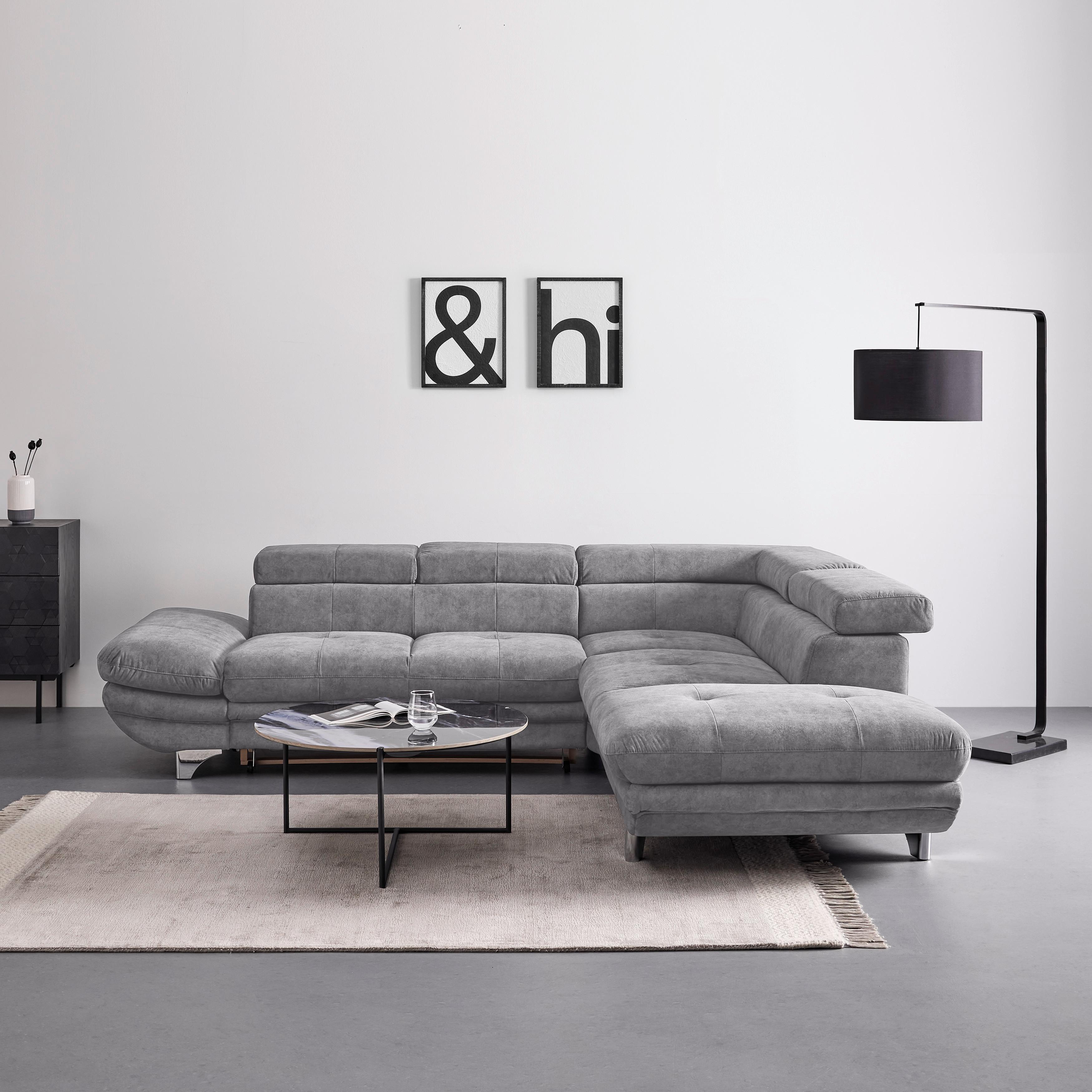 Sedežna Garnitura Enterprise - svetlo siva, Moderno, kovina/tekstil (277/75/104-238cm) - Bessagi Home