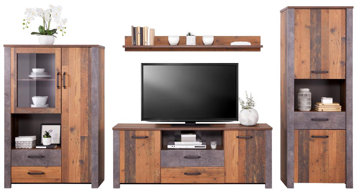 Vitrina Ontario - boje hrasta/tamno siva, Trend, staklo/drvni materijal (105/159/41,5cm) - Modern Living