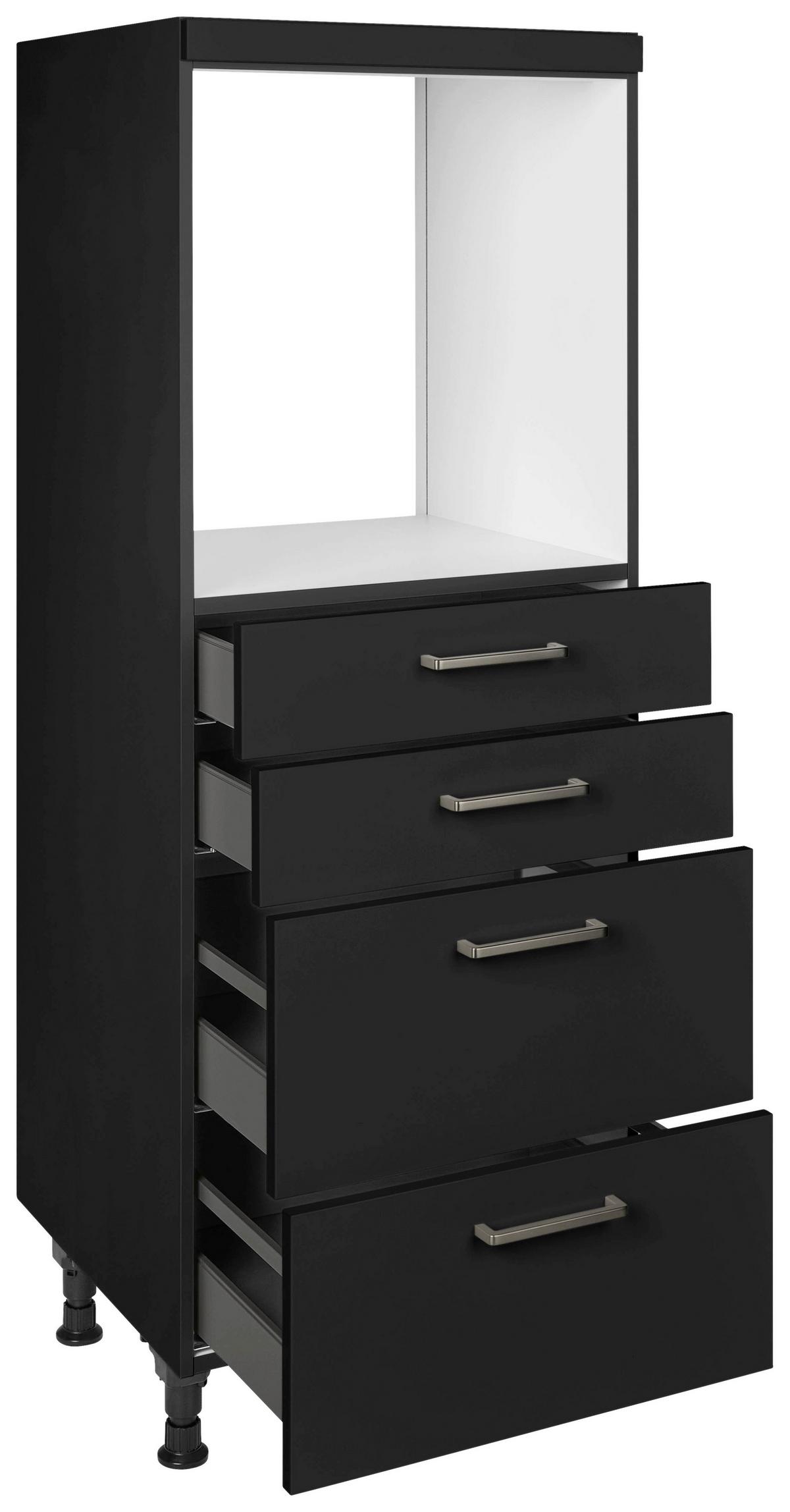 Geräteumbauschrank Touch Schwarz - Edelstahlfarben/Schwarz, MODERN, Holzwerkstoff/Metall (60/168/58cm) - Nobilia
