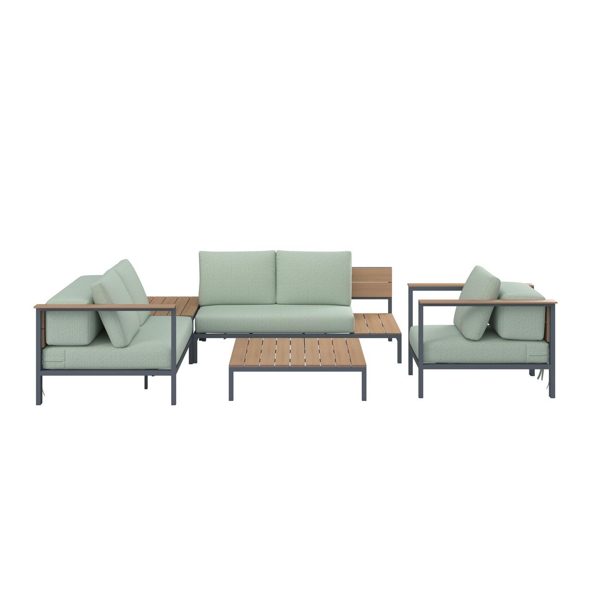Garnitură grădină Chiara - verde deschis/gri închis, Modern, plastic/metal (164/68/94cm) - Bessagi Garden