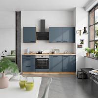 Küchenblock Easytouch High m. Geräten Dunkelblau - Eichefarben/Schwarz, MODERN, Holzwerkstoff/Metall (240cm) - Nobilia
