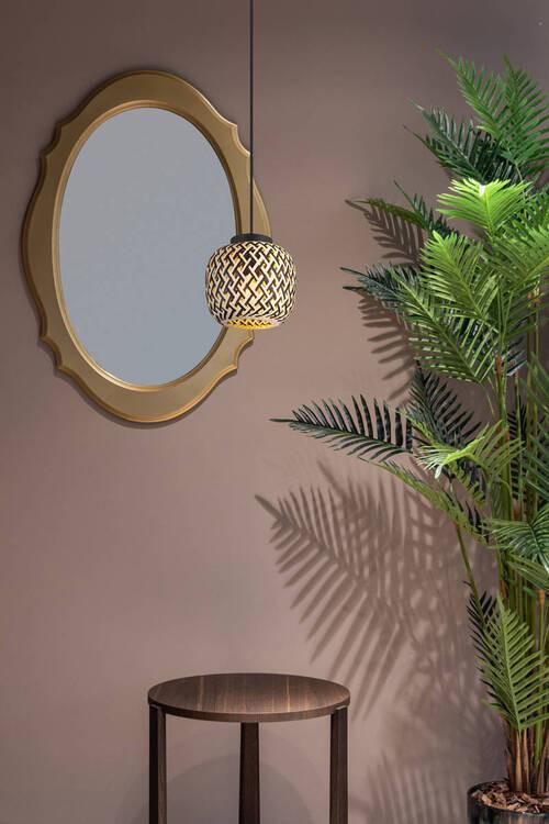 HÄNGELEUCHTE 15766H - Schwarz/Naturfarben, Natur, Naturmaterialien/Kunststoff (20/120cm) - Globo
