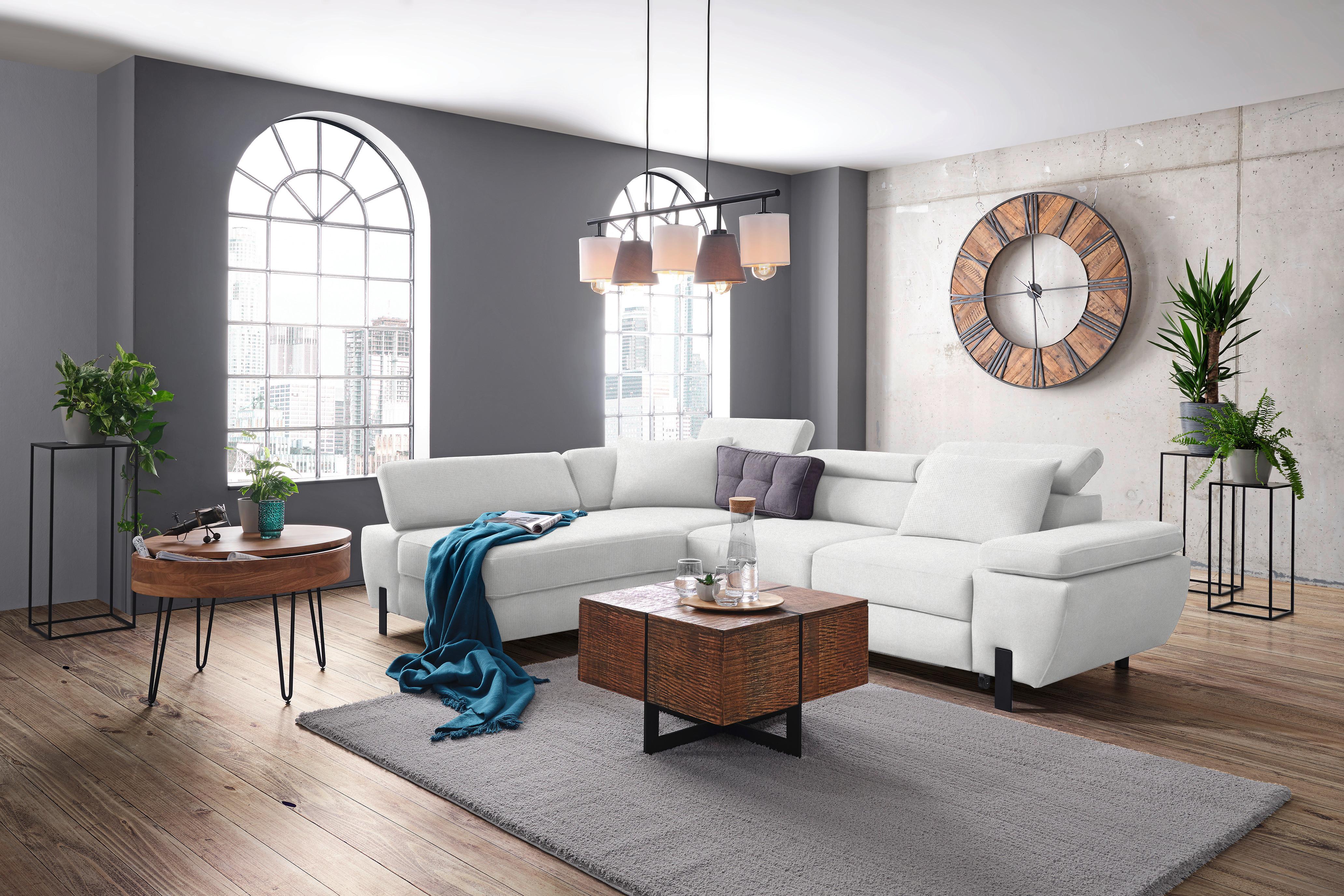 Ecksofa Molina Mini Ecru - Creme/Schwarz, MODERN, Textil/Metall (189/277cm) - Mömax