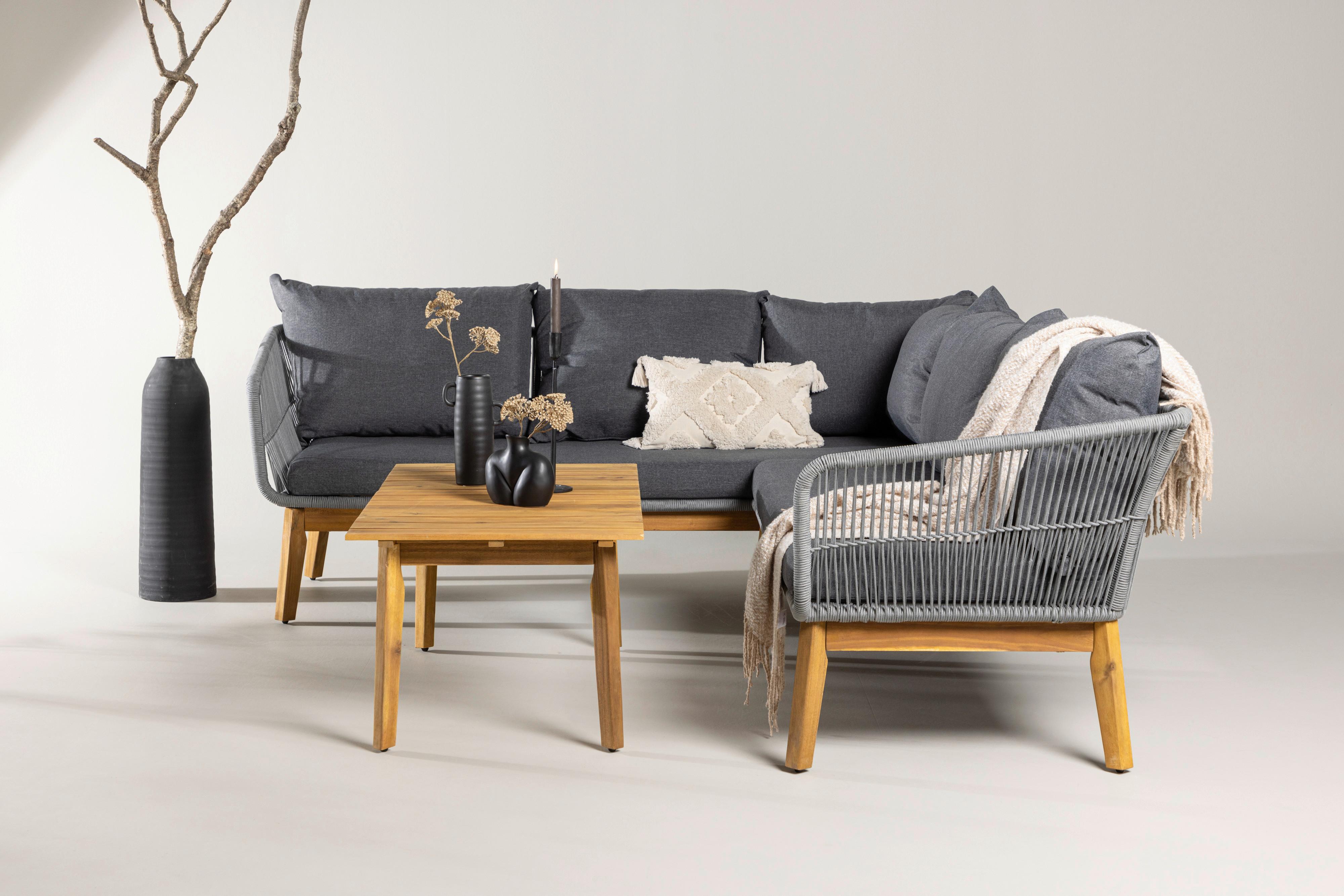 Loungegarnitur Chania ca. 210x160 Dunkelgrau - Dunkelgrau/Grau, KONVENTIONELL, Holz/Kunststoff (210/160cm) - Gardenson