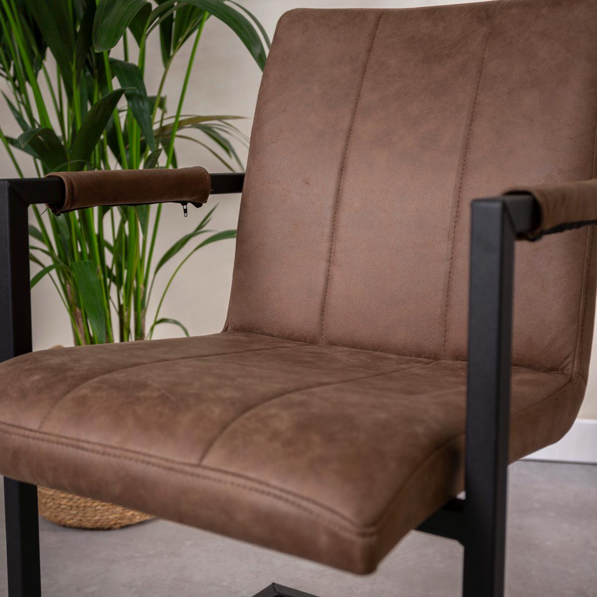 Armlehnstuhl-Set Brandon 2er- Set ca. 54x85 cm Taupe - Taupe/Schwarz, KONVENTIONELL, Textil/Metall (54/85/61cm) - MID.YOU