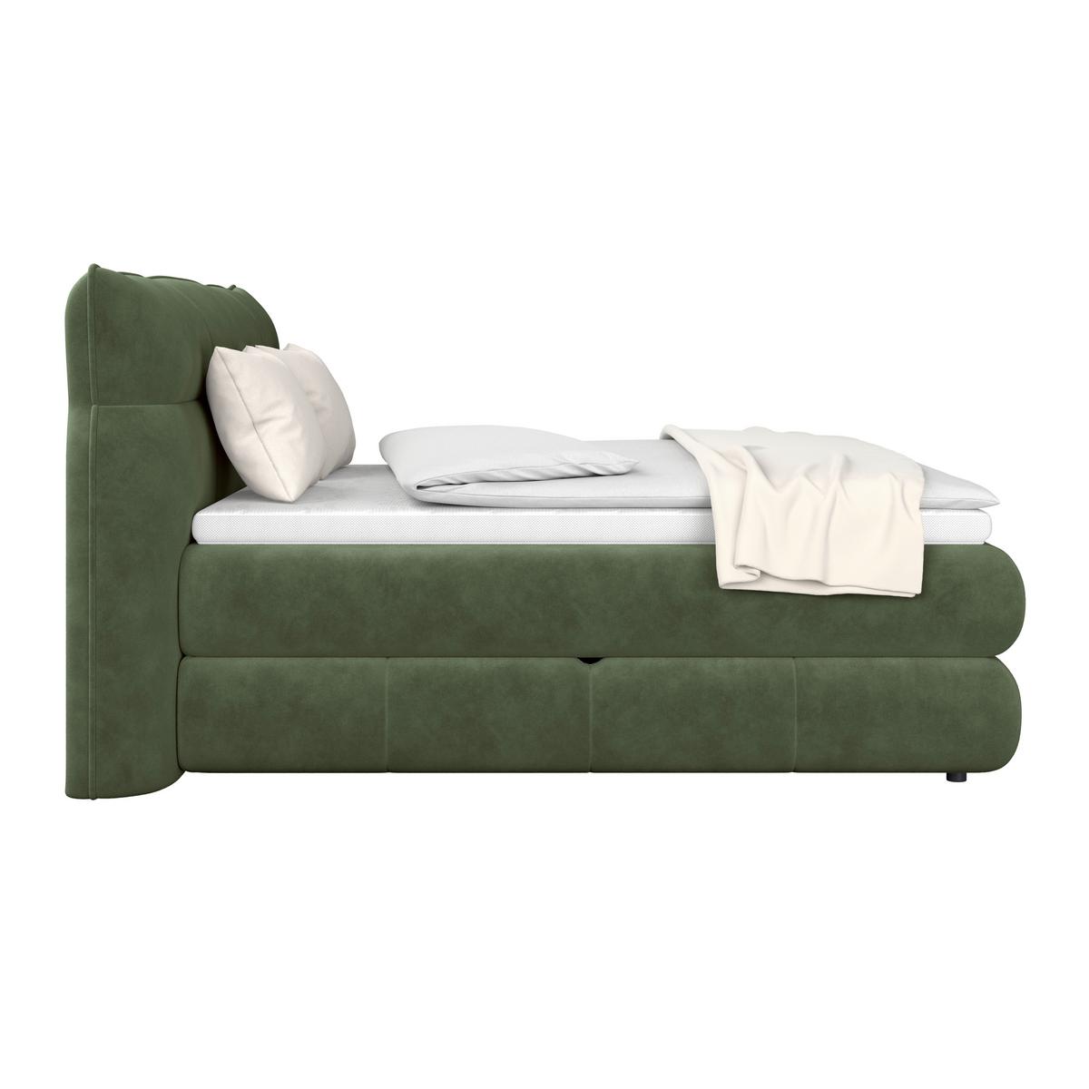 Boxspring Krevet Carmelo - tamno zelena/crna, Trend, tekstil/plastika (160/200cm) - Premium Living