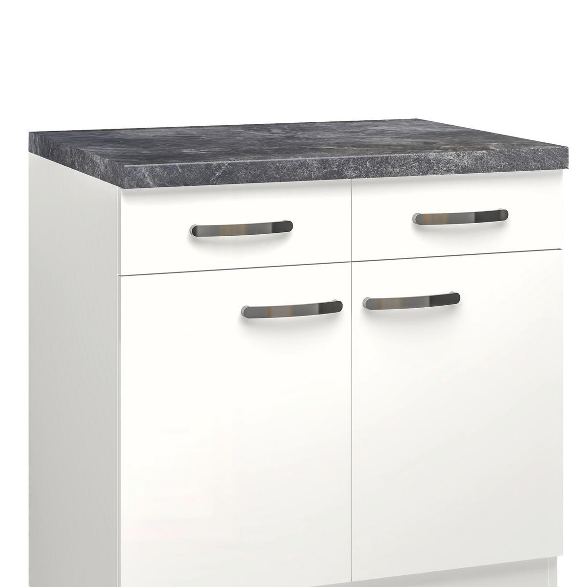 Kuhinjska Spodnja Omarica Alba, Bela, Š. 80 Cm - barve nerjavečega jekla/bela, Moderno, kovina/leseni material (80/86/60cm) - FlexWell