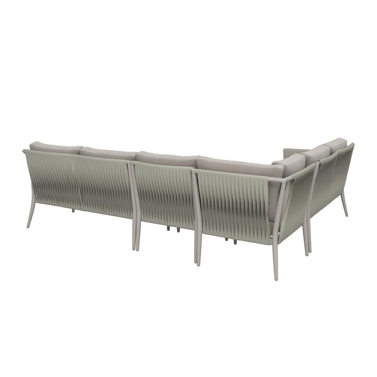 Loungegarnitur Alvina Outdoorstoff/Metall +Abdeckung - Creme, MODERN, Kunststoff/Textil (259/74/199cm) - Bessagi Garden
