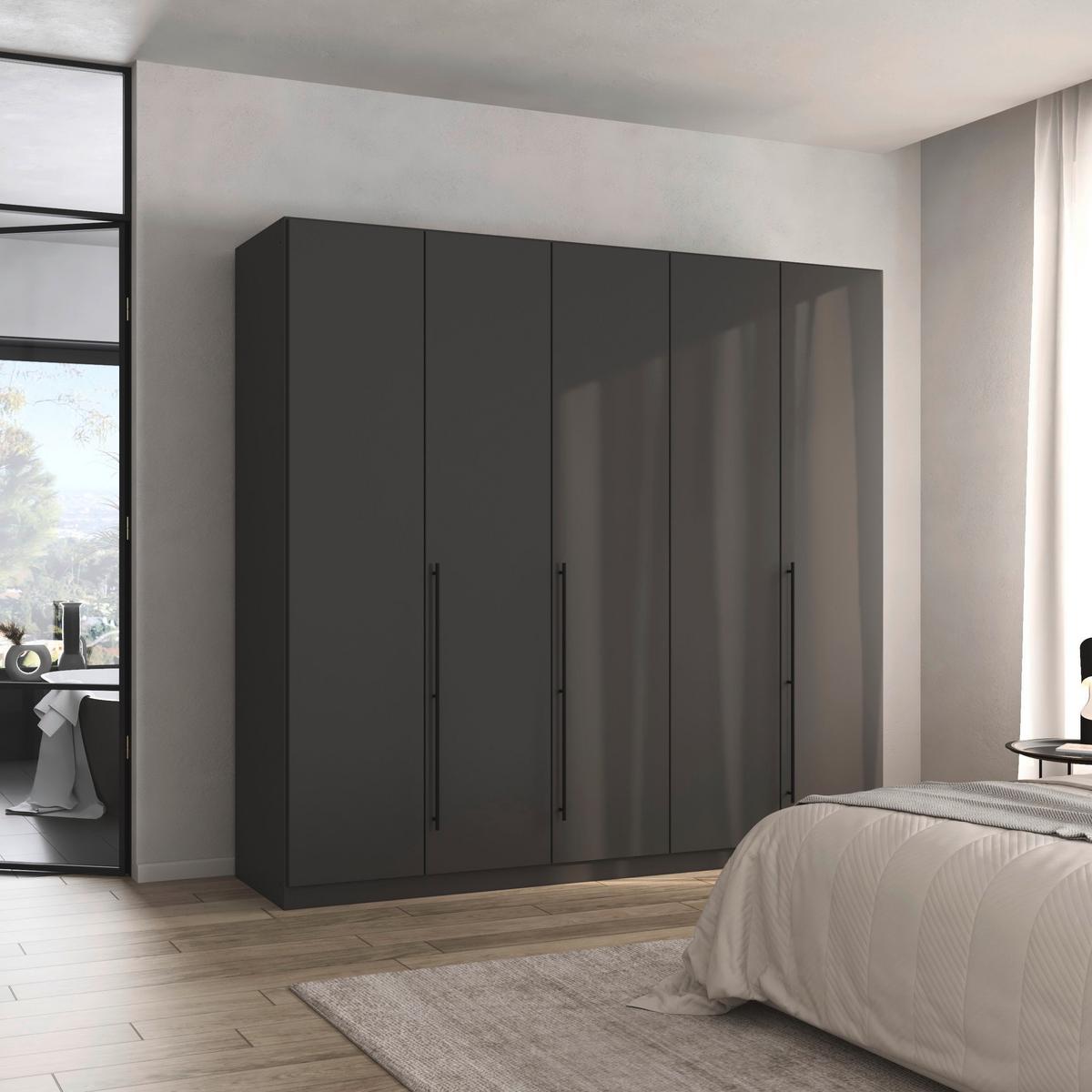 Kleiderschrank Grau - Schwarz/Grau, Konventionell, Holzwerkstoff/Metall (226/229/54cm) - Based