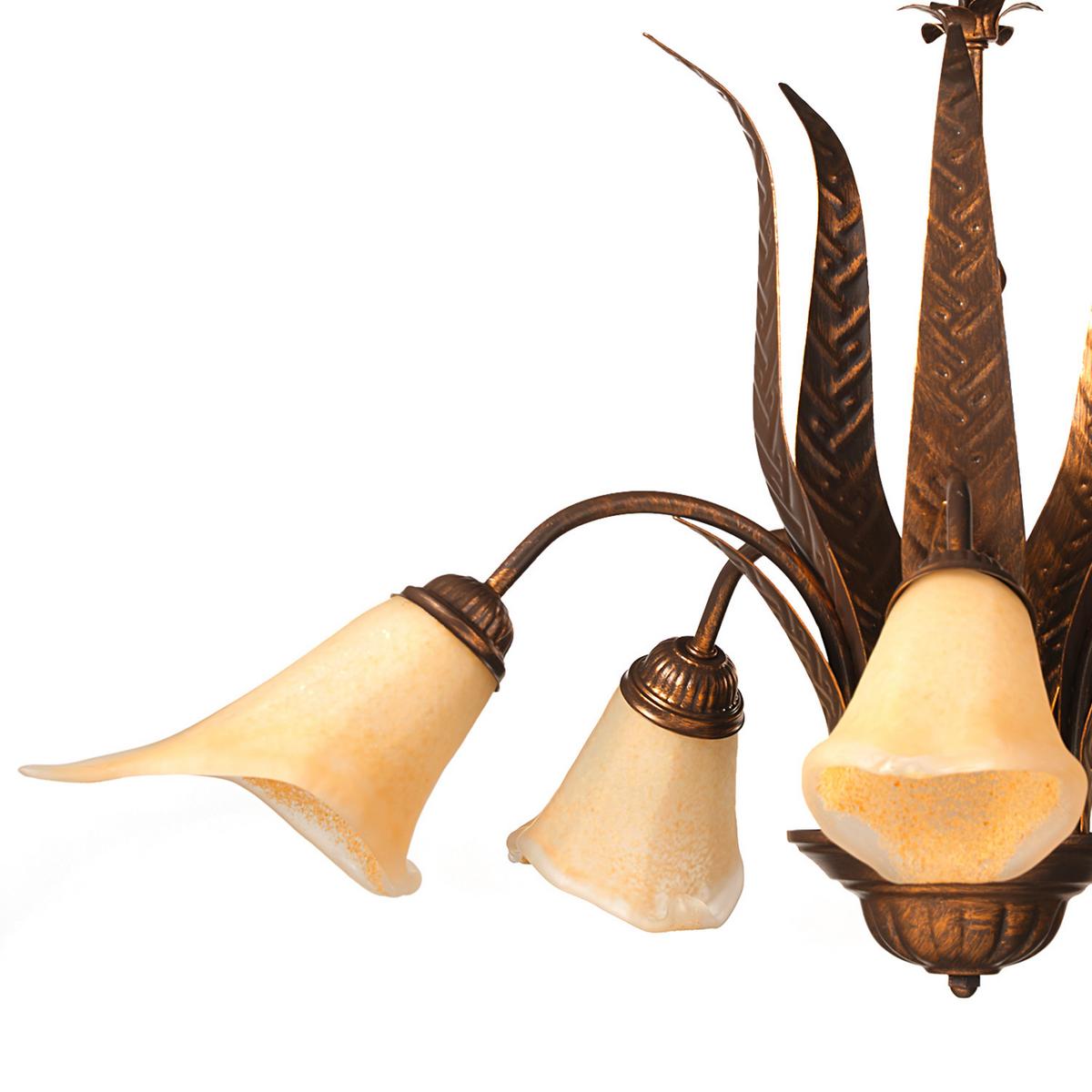 Kronleuchter Alga Bronzefarben max. 22 Watt - Bronzefarben, KONVENTIONELL, Glas/Metall (75/75/100cm)