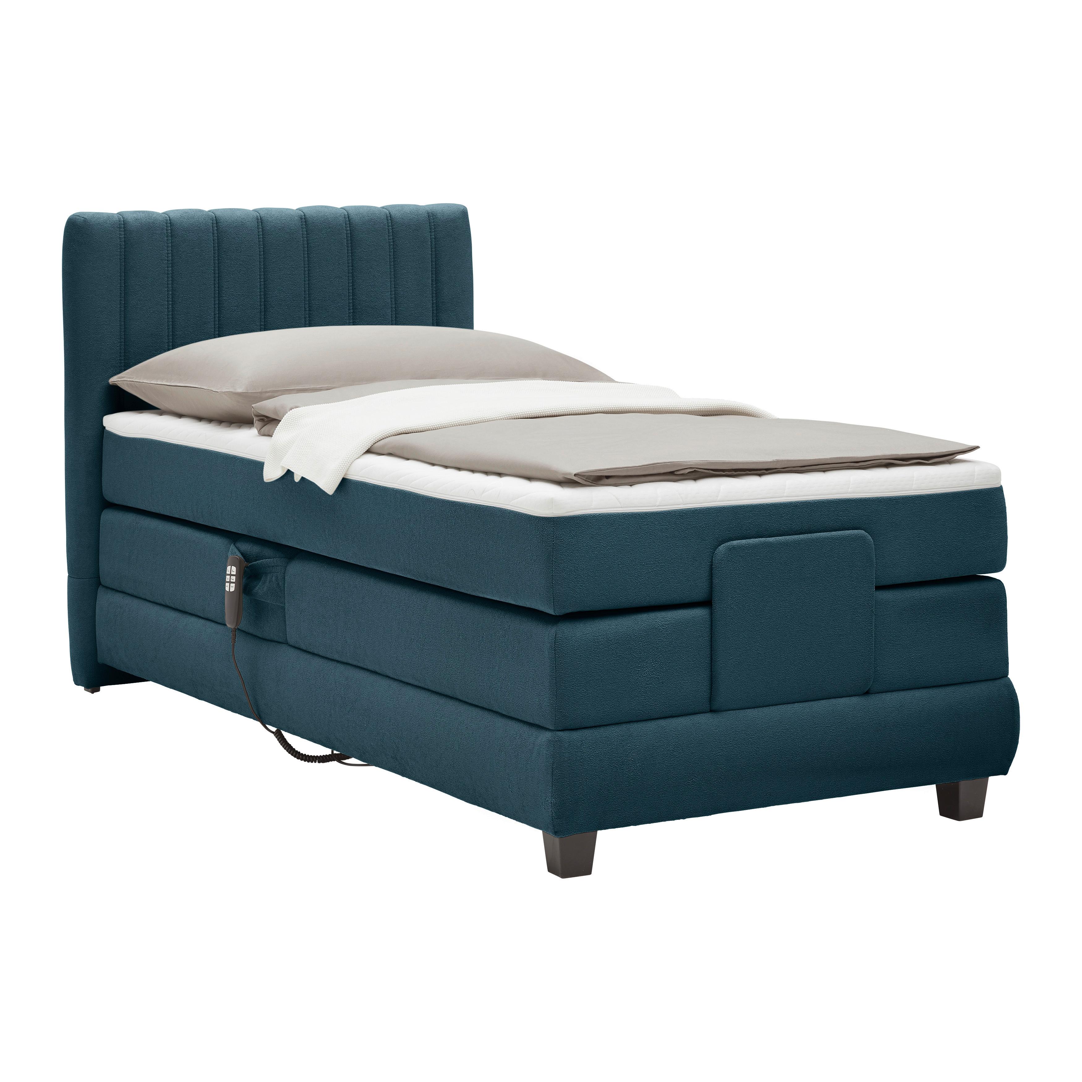 Boxspringbett Dixon Petrol ca. 90x200cm - Petrol/Schwarz, Konventionell, Holz/Holzwerkstoff (90/200cm) - Premium Living