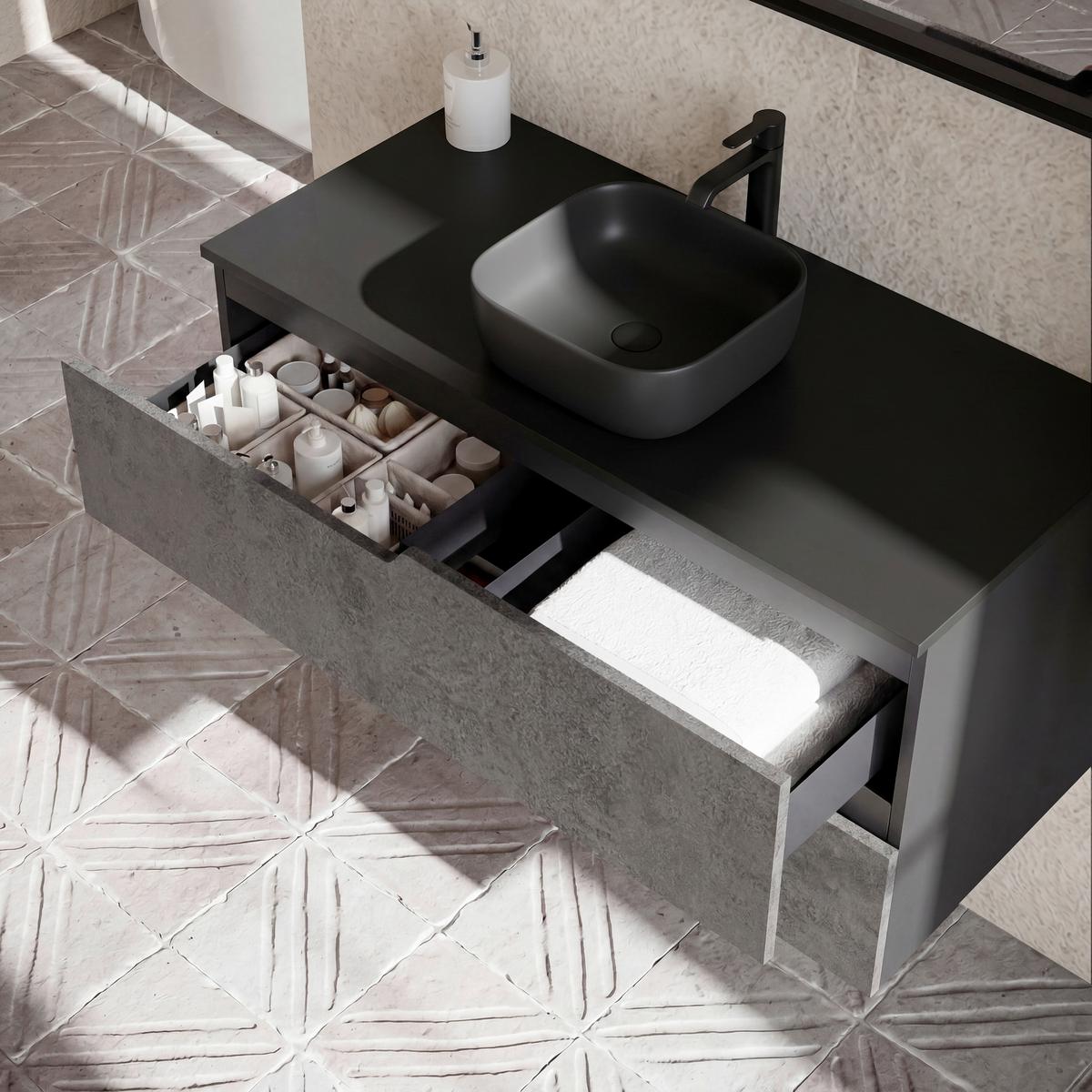 Bază pentru lavoar Winter - antracit/negru, Modern, material pe bază de lemn (100/51/46cm)