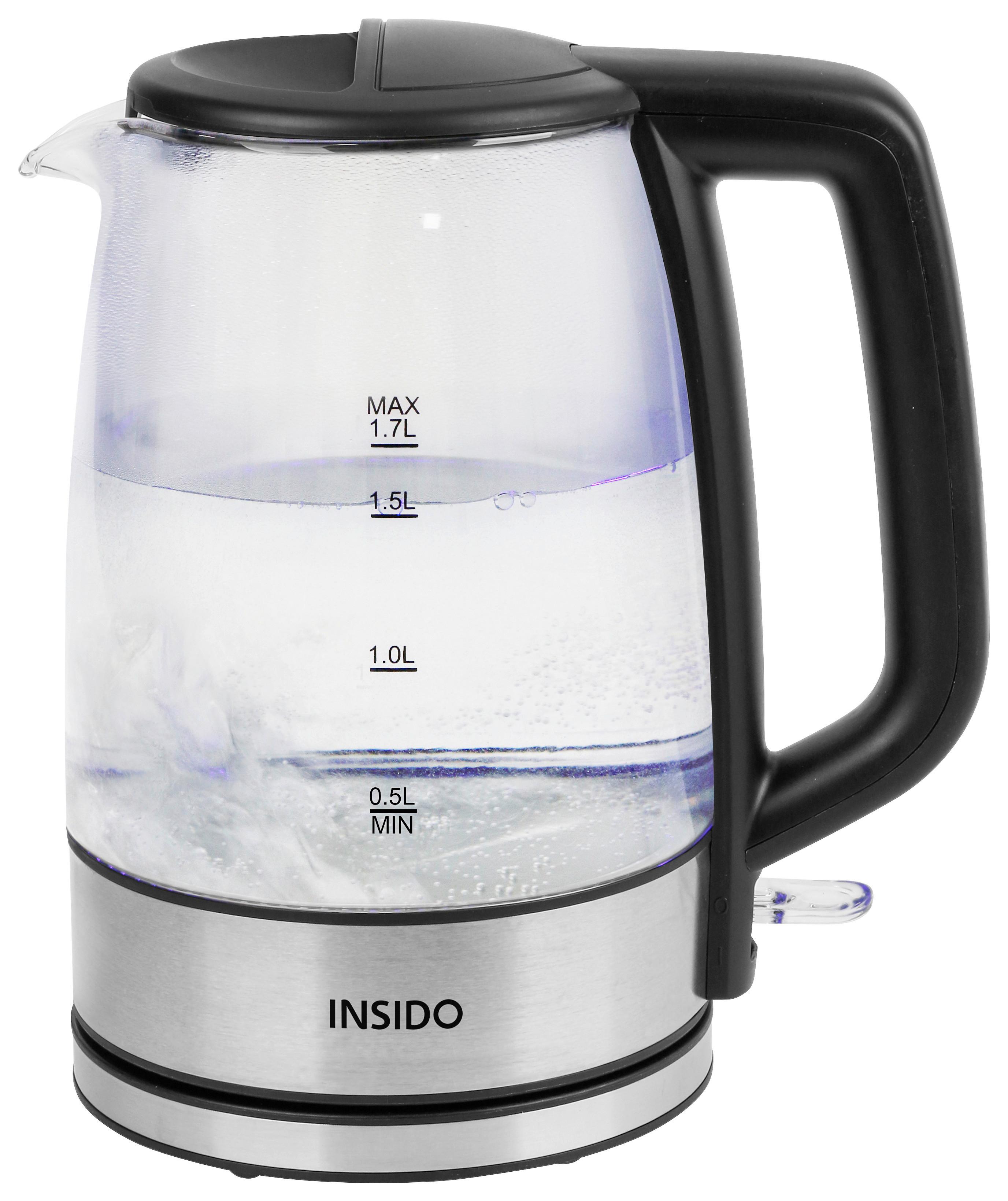 Wasserkocher Carolin in Schwarz ca. 1,7l - Schwarz, Glas/Kunststoff (21,5/15/24cm) - Insido