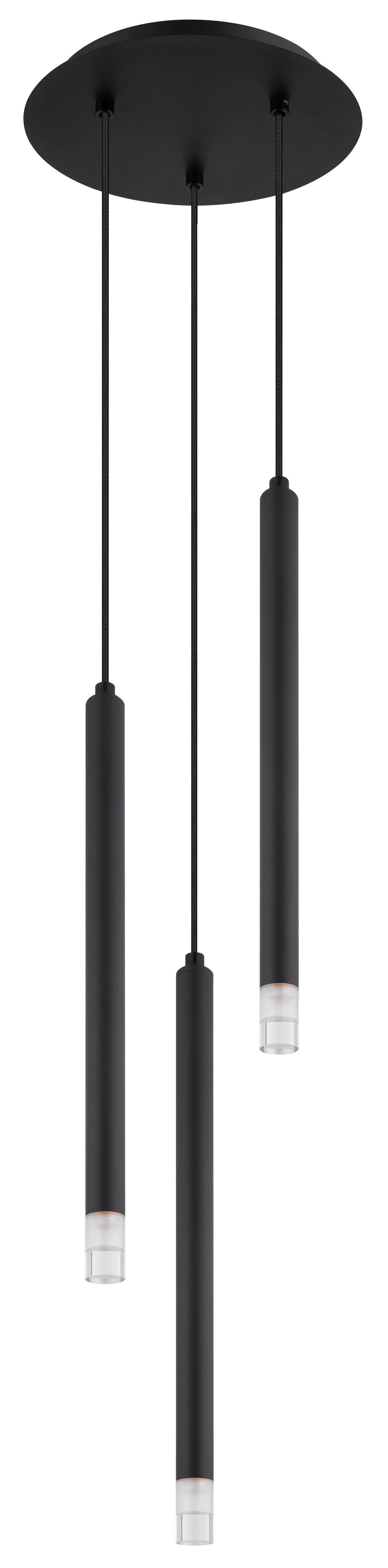 Hängeleuchte Blake Schwarz max. 4 Watt - Klar/Schwarz, Basics, Kunststoff/Textil (24/120cm) - Globo