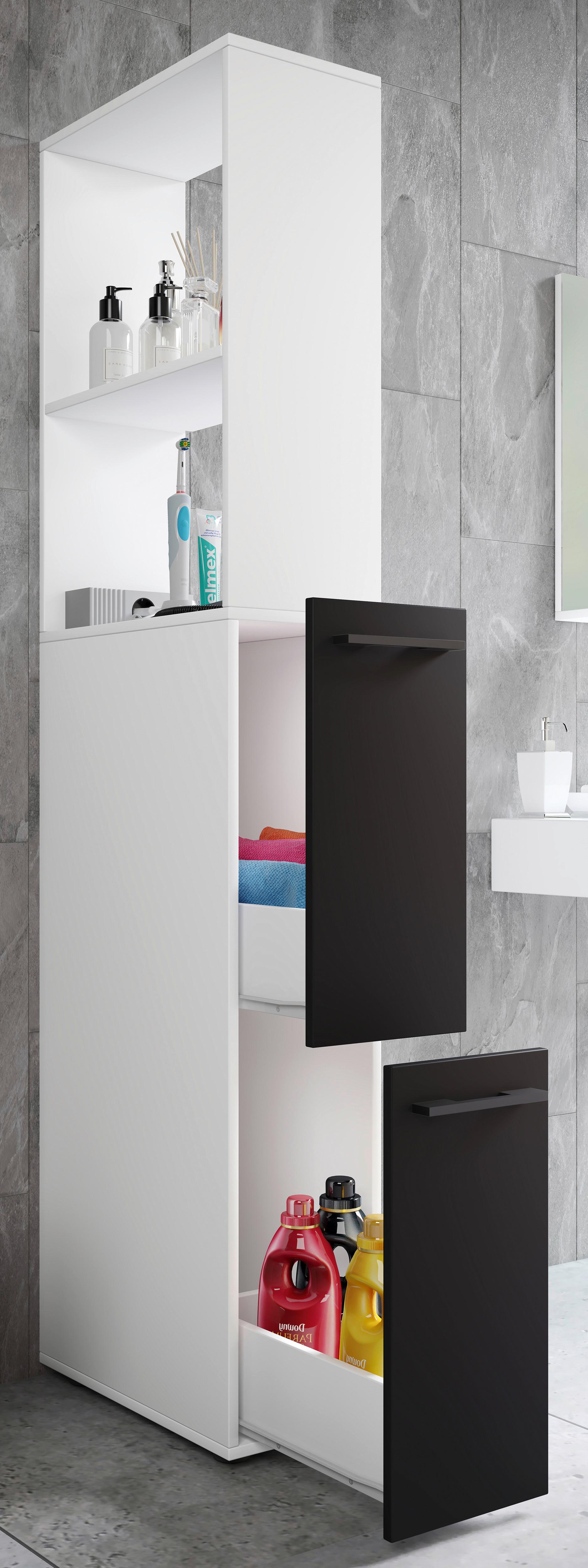 HOCHSCHRANK SADILO XL - Weiss/Anthrazit, Modern, Holzwerkstoff/Kunststoff (25/183/50cm) - MID.YOU