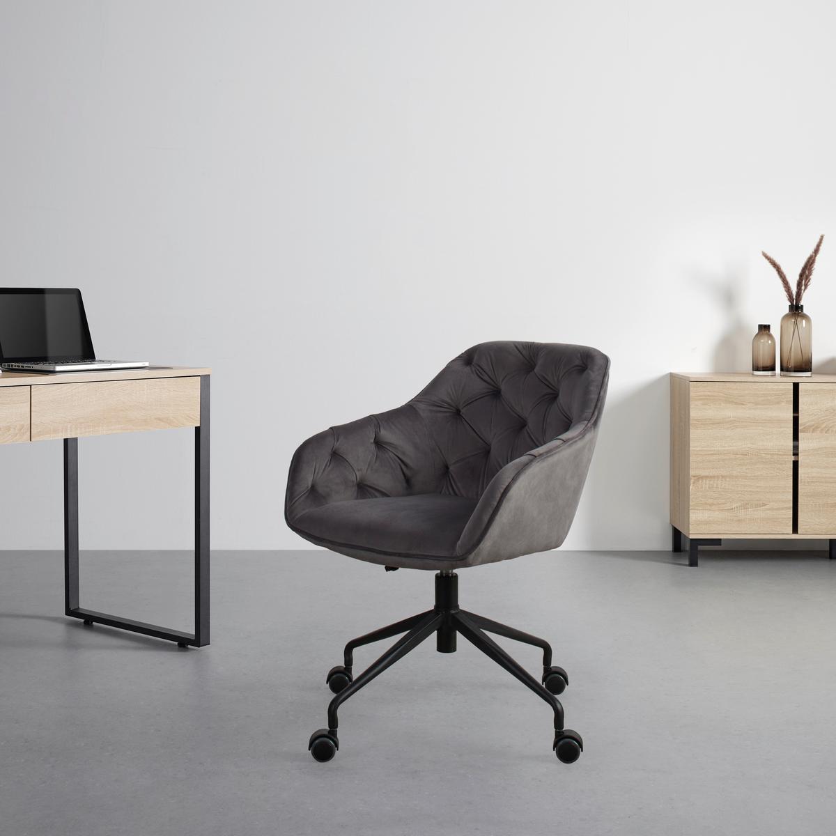 Scaun rotativ ELLY - negru/gri, Design, plastic/metal (72/79-86/74cm) - Modern Living