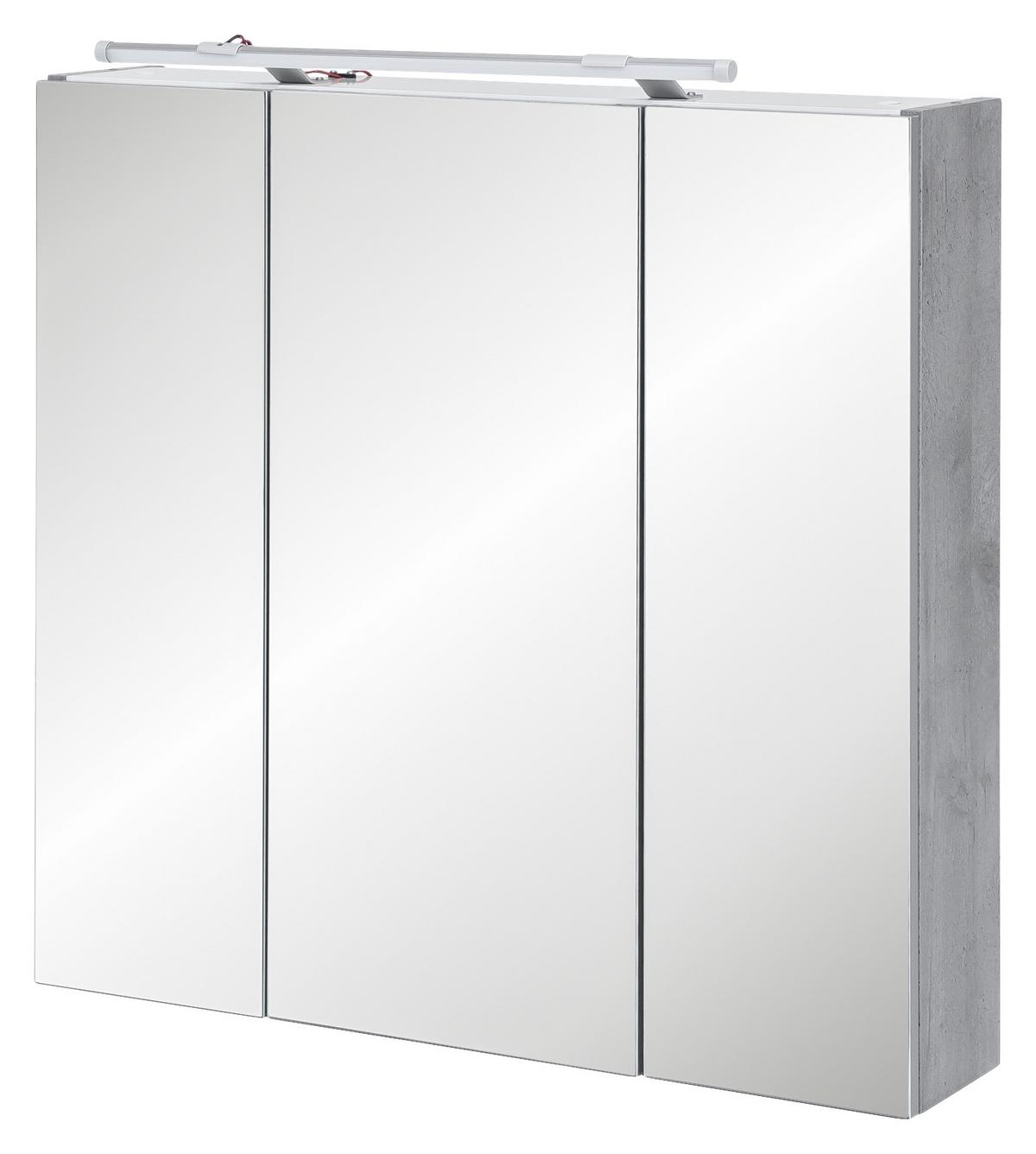 Spiegelschrank in Grau 'Labin' - Nickelfarben, MODERN, Glas/Holzwerkstoff (70,0/75,0/16,0cm) - MID.YOU