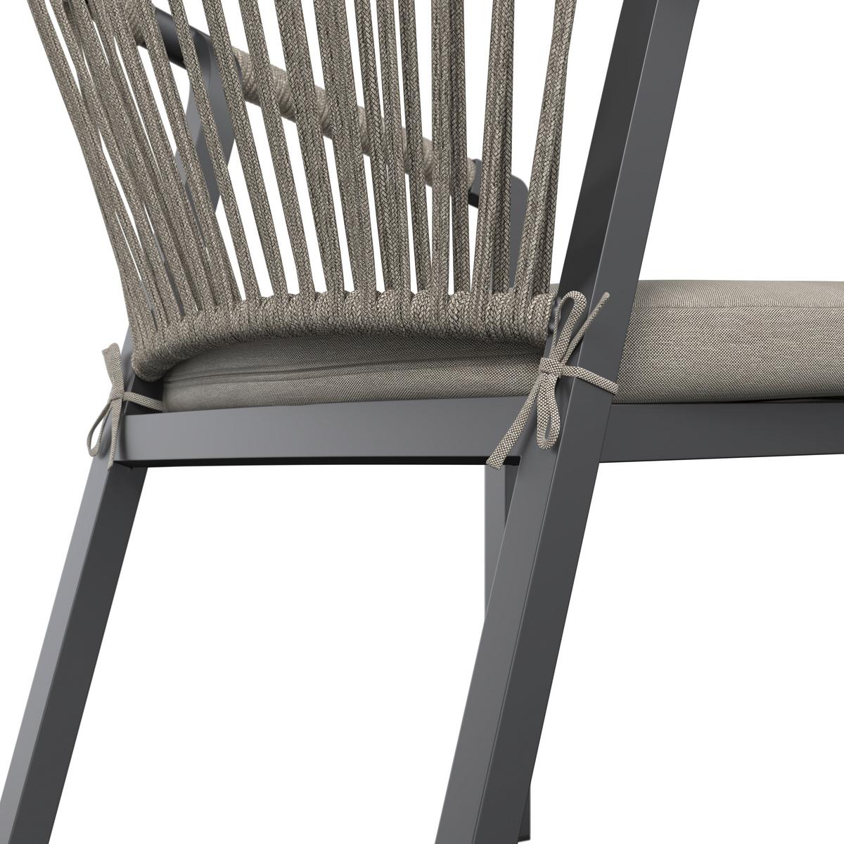 Balkonszett Bardolino - világosszürke/akáciaszínű, Modern, textil/fa - Mömax