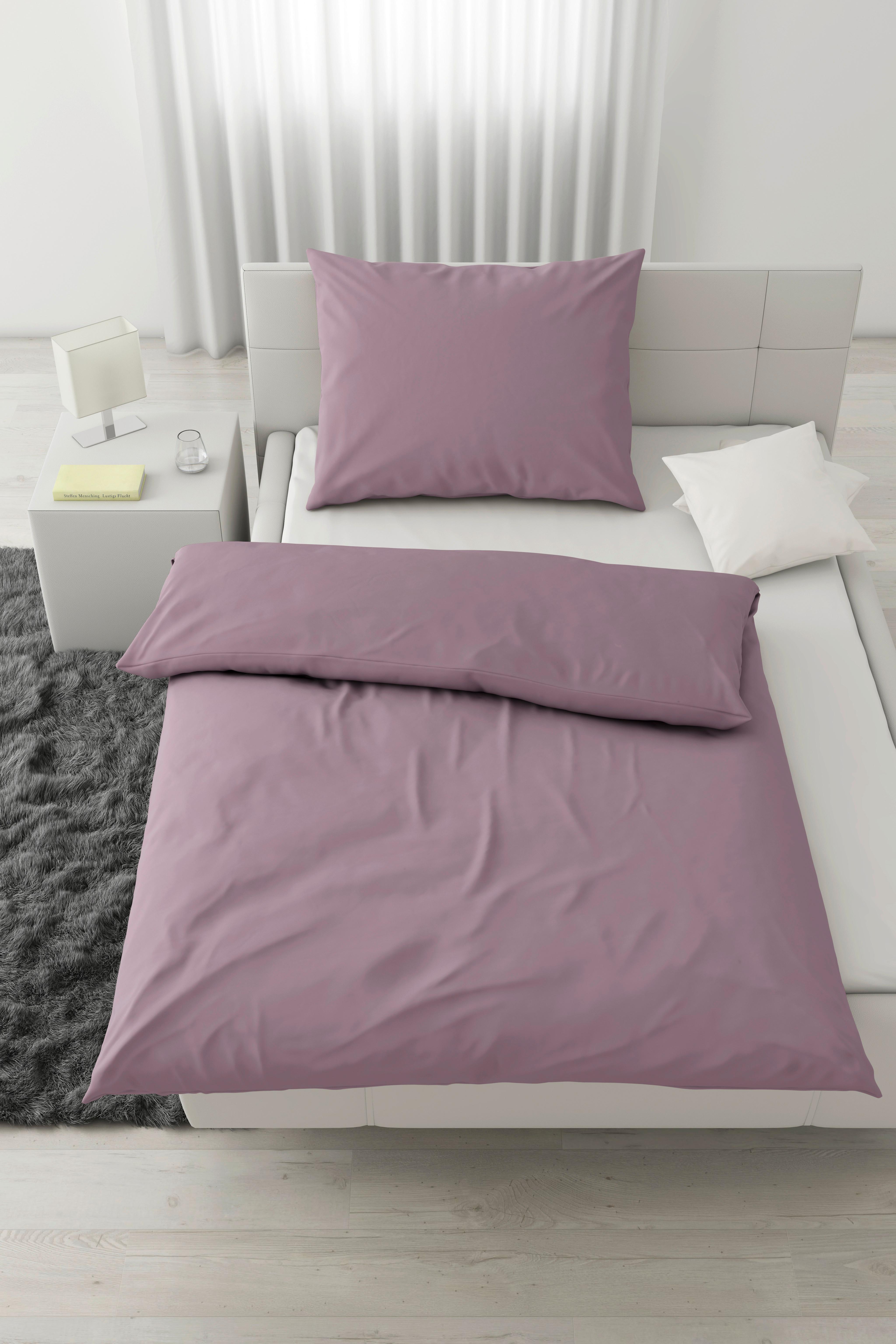 Bettwäsche Bio-Anna Uni Flieder ca. 140x200cm - Flieder, Natur, Textil (140/200cm) - ecoTree