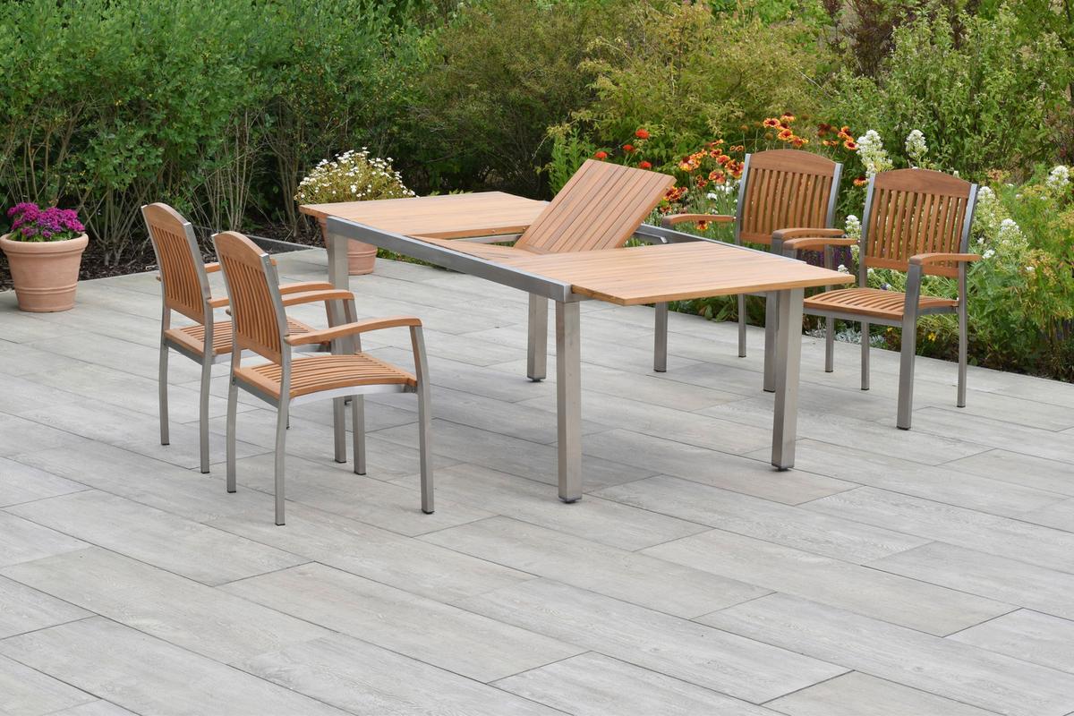 Vrtni Set Keros, 5-Delni - srebrne barve/naravne barve, Moderno, kovina/les - Gardenson