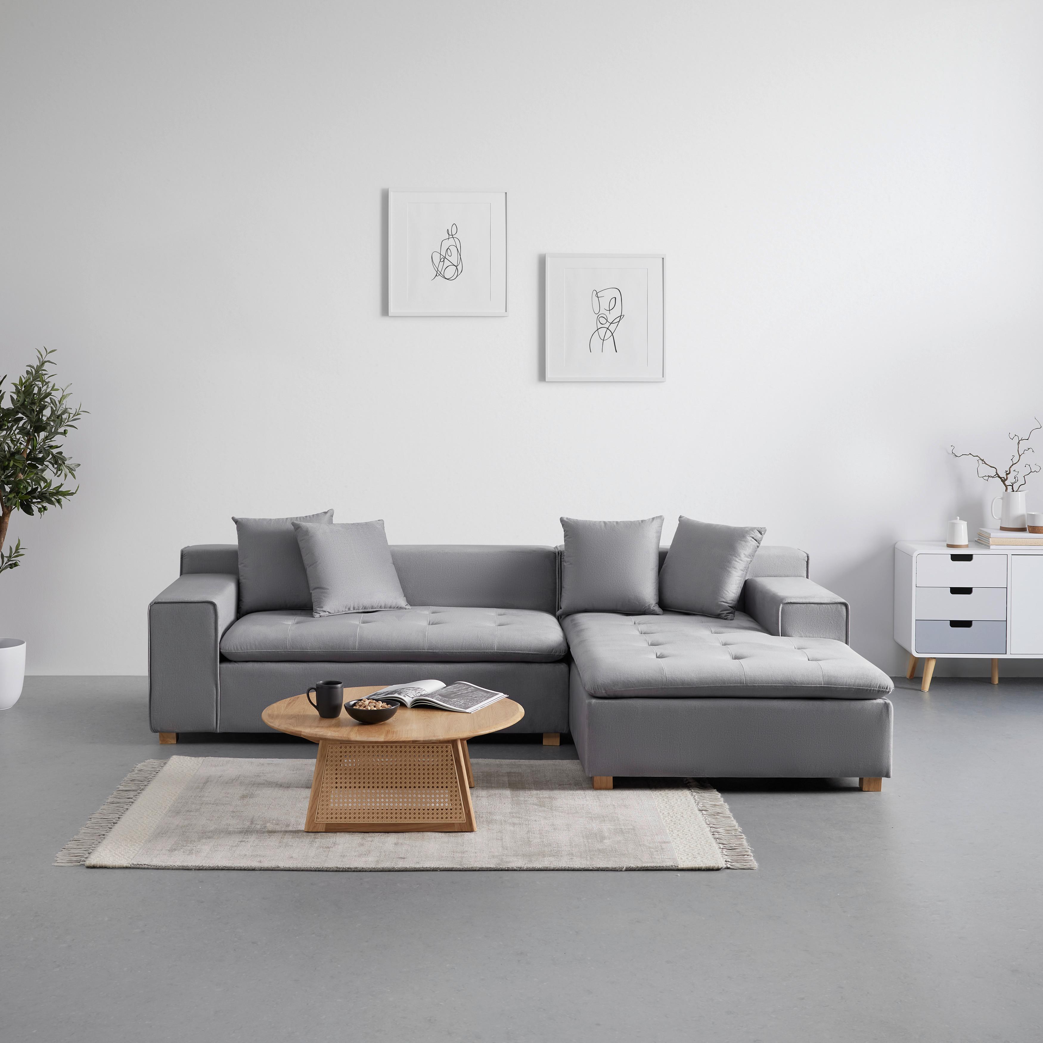 Sedežna Garnitura Ava, Iz Žameta - naravne barve/svetlo siva, Moderno, tekstil/les (251/62/154cm) - Bessagi Home