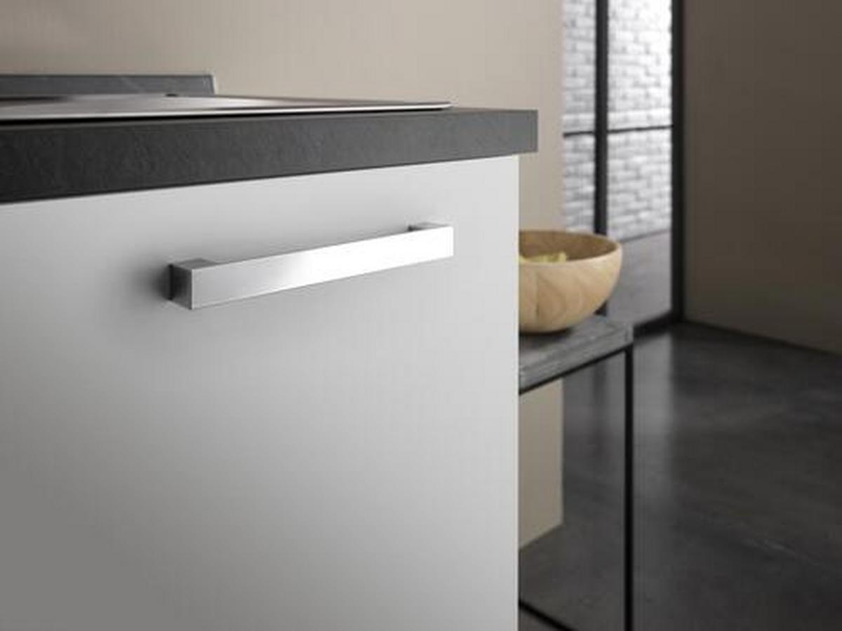 Küchenblock Belluna m. Geräte Weiß - Dunkelgrau/Alufarben, Basics, Holzwerkstoff/Kunststoff (210cm) - MID.YOU