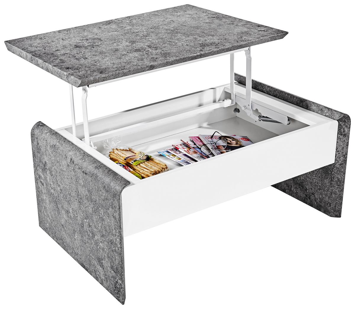 Klubska Miza Mailand, Siva, Bela, Nastavljiva - temno siva/bela, Moderno, kovina/leseni material (110/45-70,5/60cm)