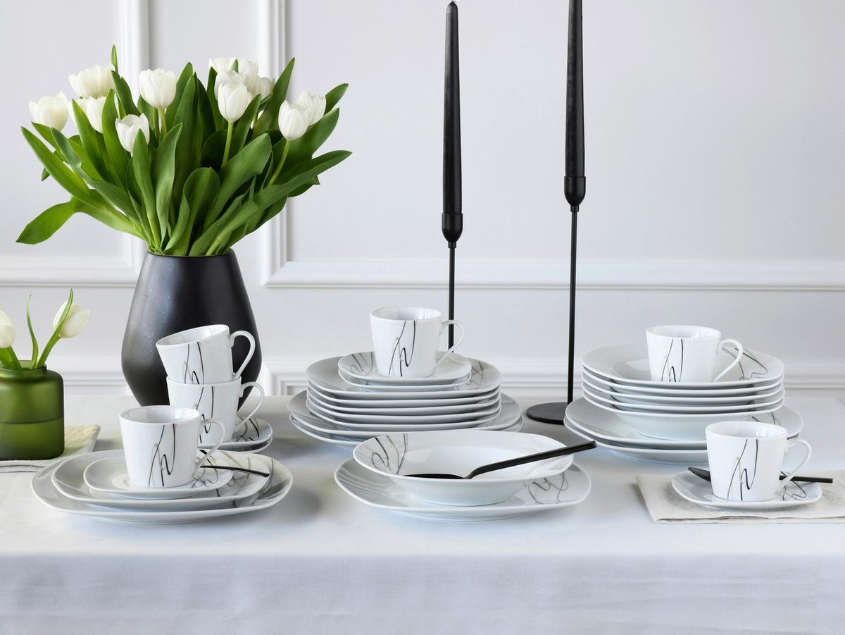 Kombiservice Amelie Piazza Weiß, 30-teilig - Basics, Keramik - Creatable